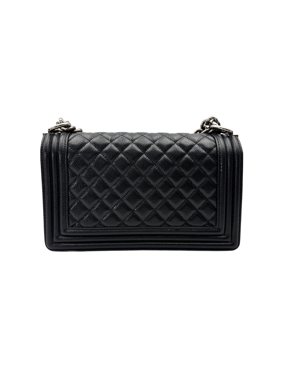Chanel LeBoy Black Quilted Leather Flap Bag With Silver Buckle(18***32) CC1983