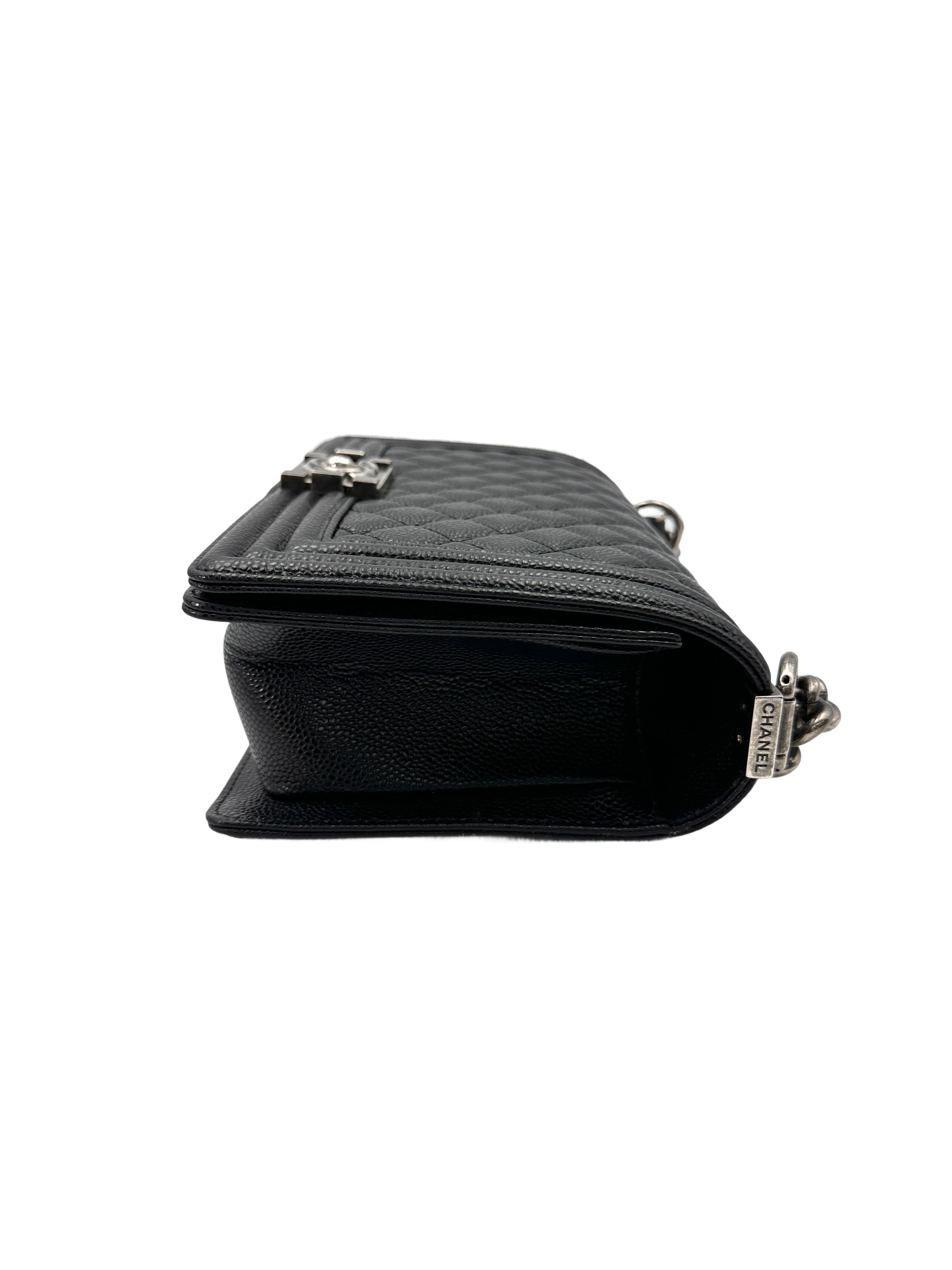 Chanel LeBoy Black Quilted Leather Flap Bag With Silver Buckle(18***32) CC1983