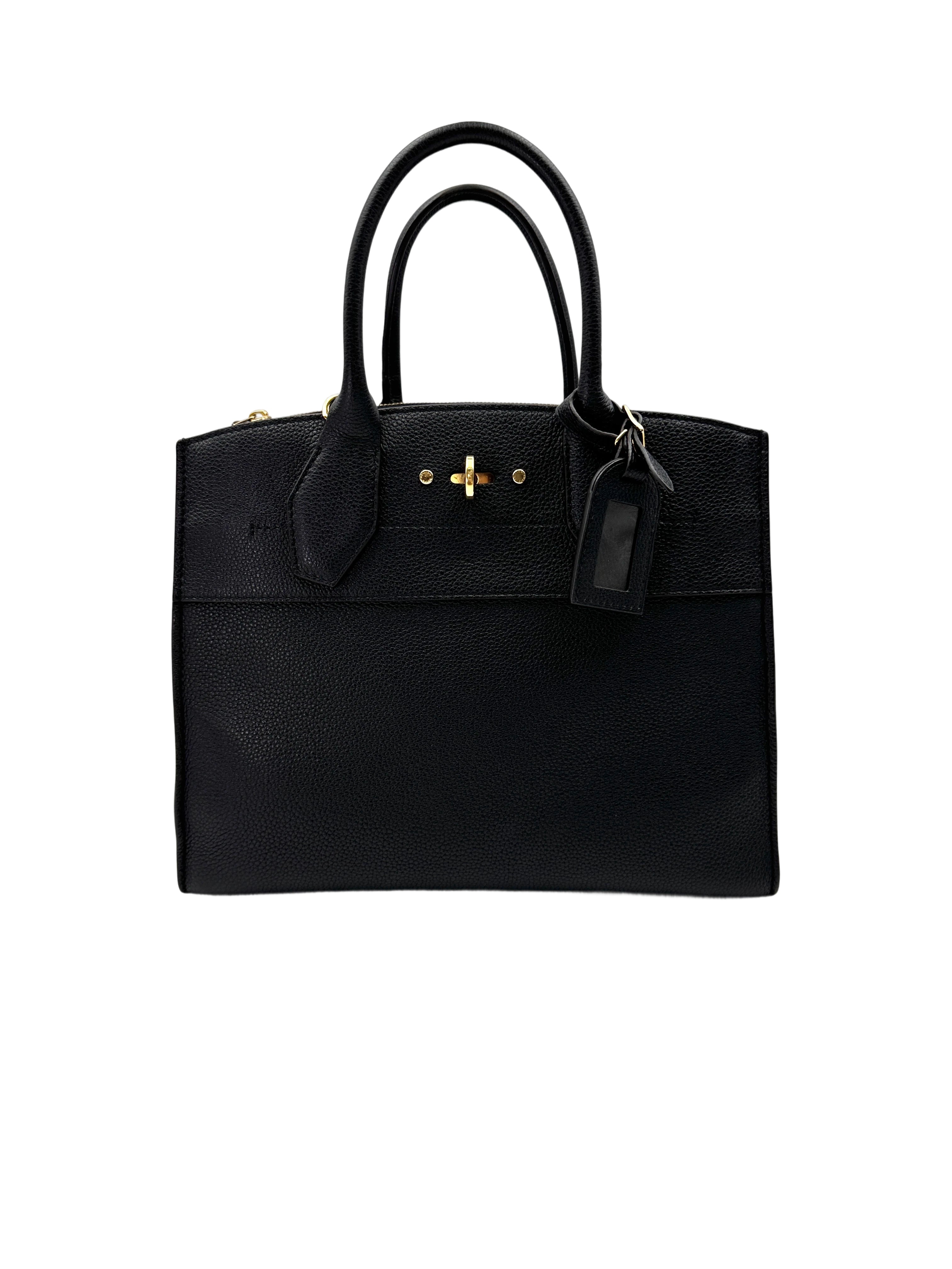 Louis Vuitton City Steamer Black Grained Leather Handle Bag LV2761-1