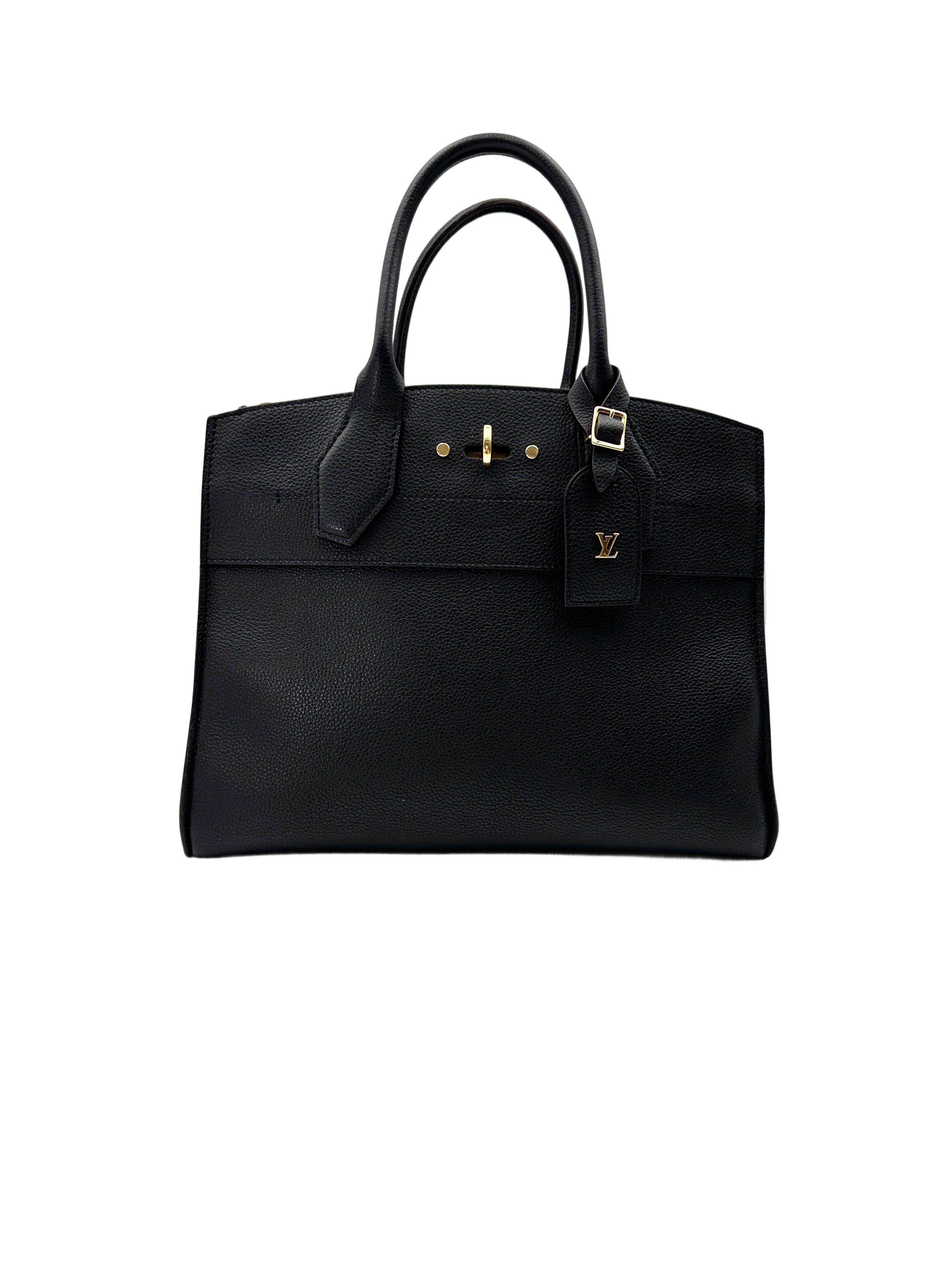 Louis Vuitton City Steamer Black Grained Leather Handle Bag LV2766
