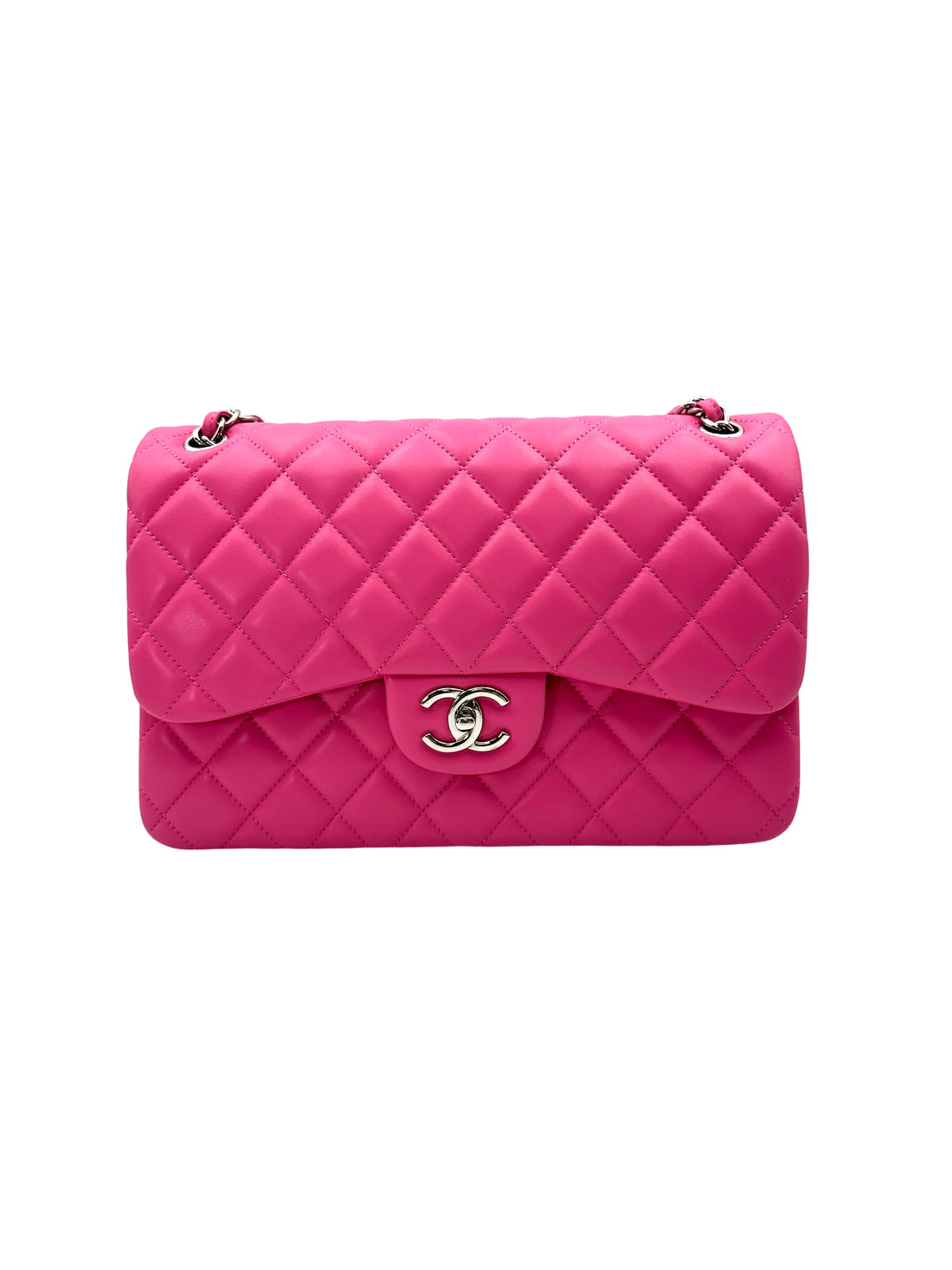 Chanel Classic Flap Pink Quilted Lambskin Shoulder Bag With Silver Buckle(14***73) CC1984