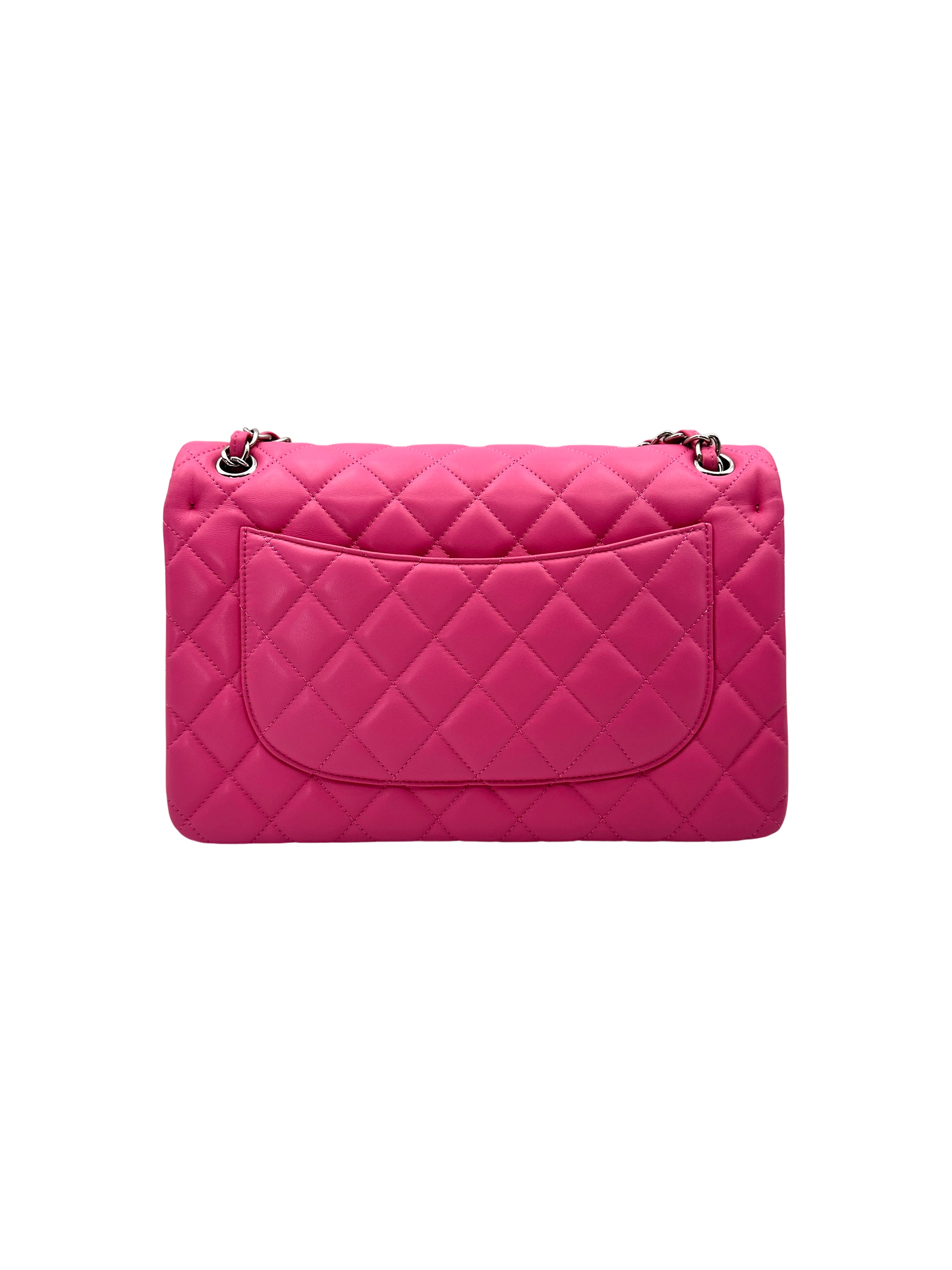 Chanel Classic Flap Pink Quilted Lambskin Shoulder Bag With Silver Buckle(14***73) CC1984