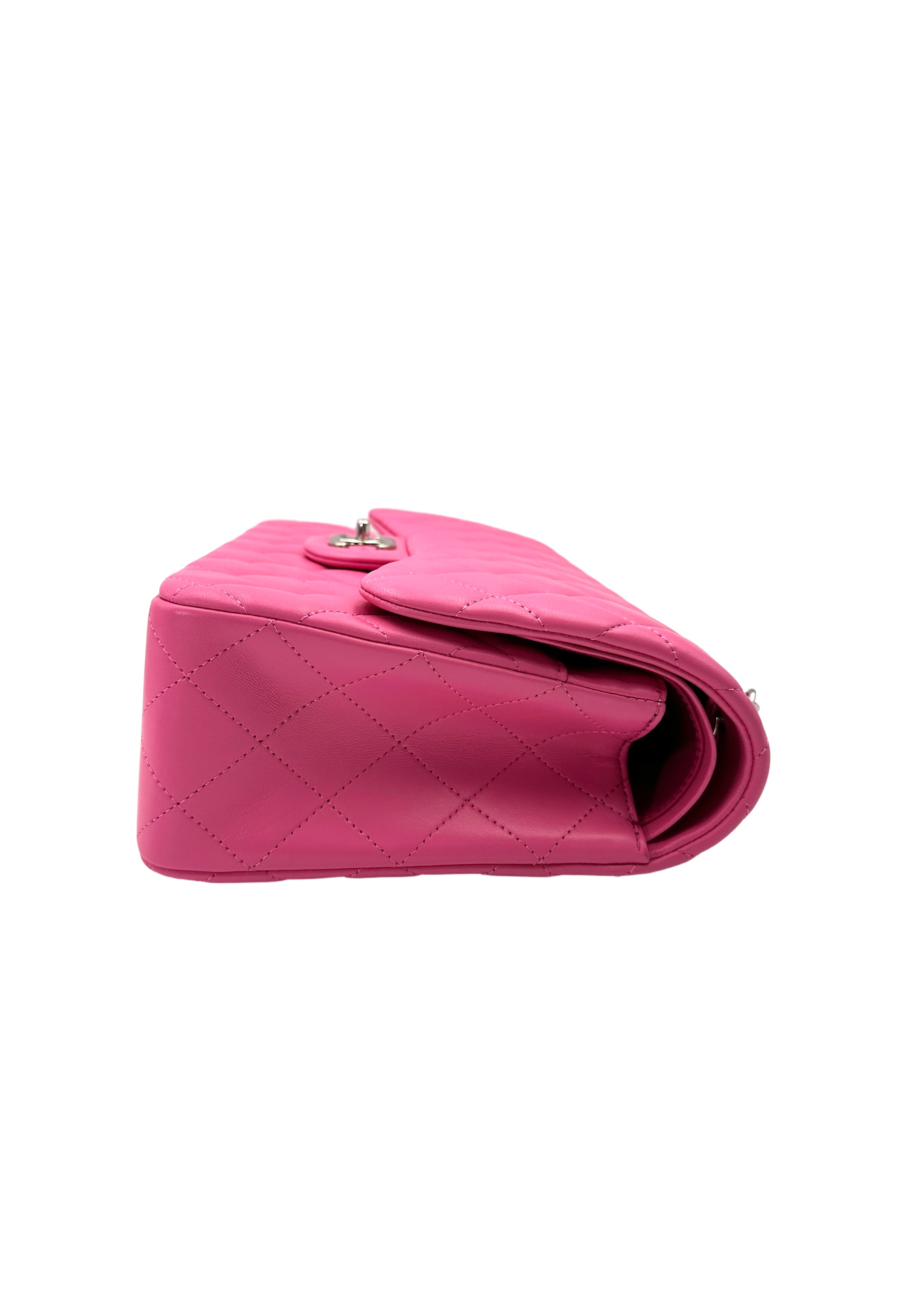 Chanel Classic Flap Pink Quilted Lambskin Shoulder Bag With Silver Buckle(14***73) CC1984