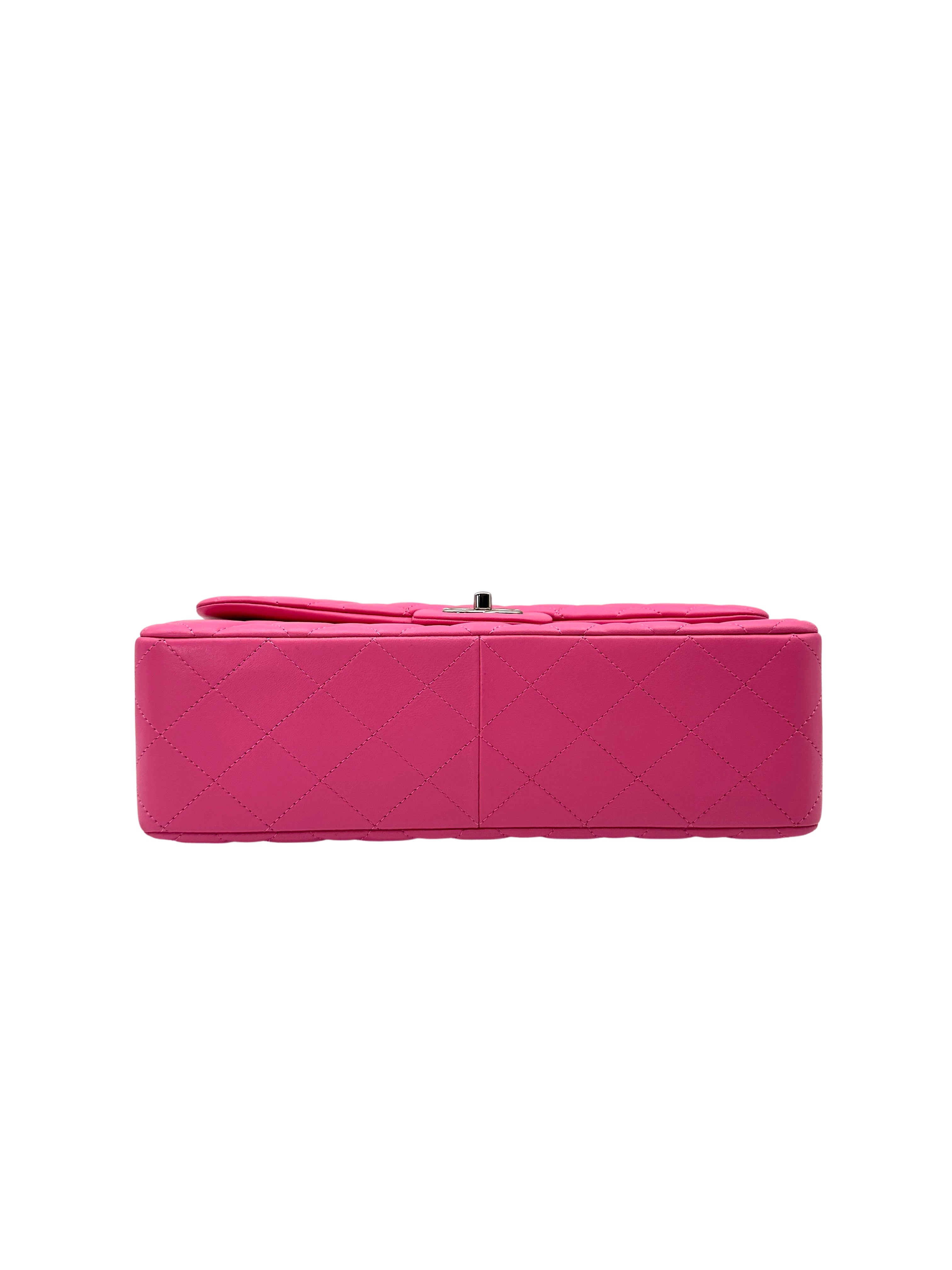 Chanel Classic Flap Pink Quilted Lambskin Shoulder Bag With Silver Buckle(14***73) CC1984