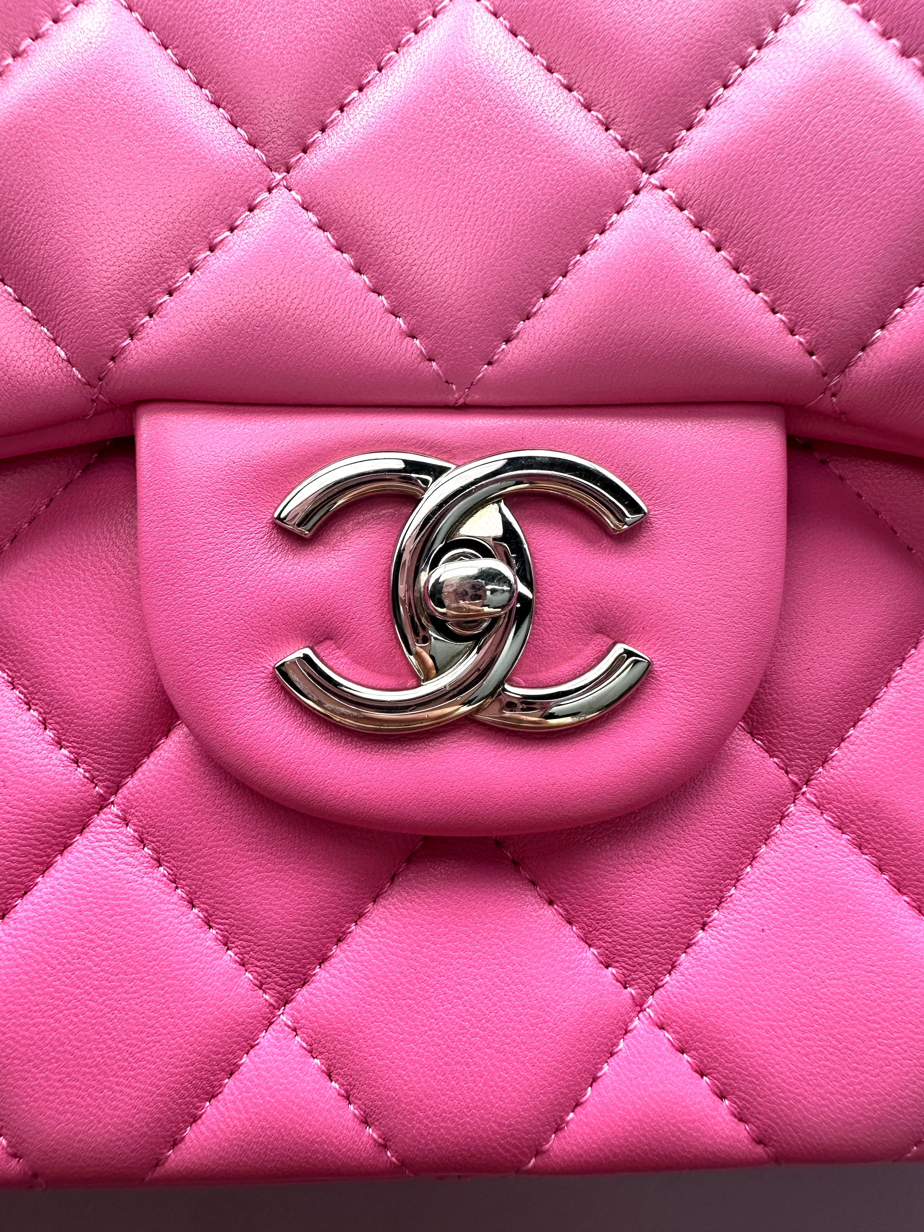 Chanel Classic Flap Pink Quilted Lambskin Shoulder Bag With Silver Buckle(14***73) CC1984