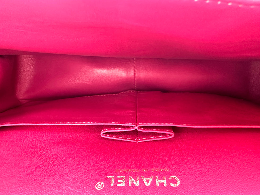 Chanel Classic Flap Pink Quilted Lambskin Shoulder Bag With Silver Buckle(14***73) CC1984