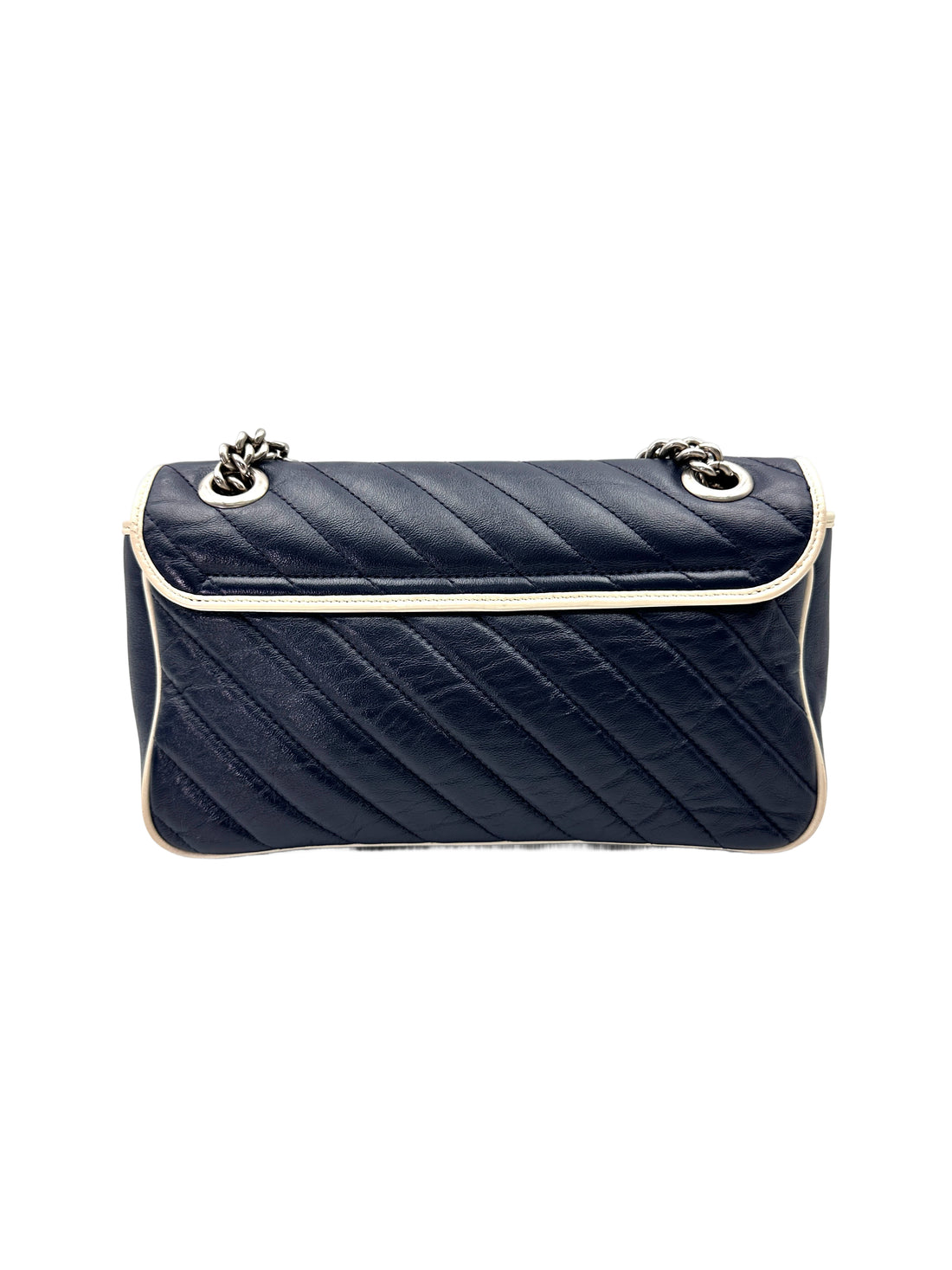 Gucci GG Marmont Blue/White Matelasse Leather Shoulder Bag GG1024