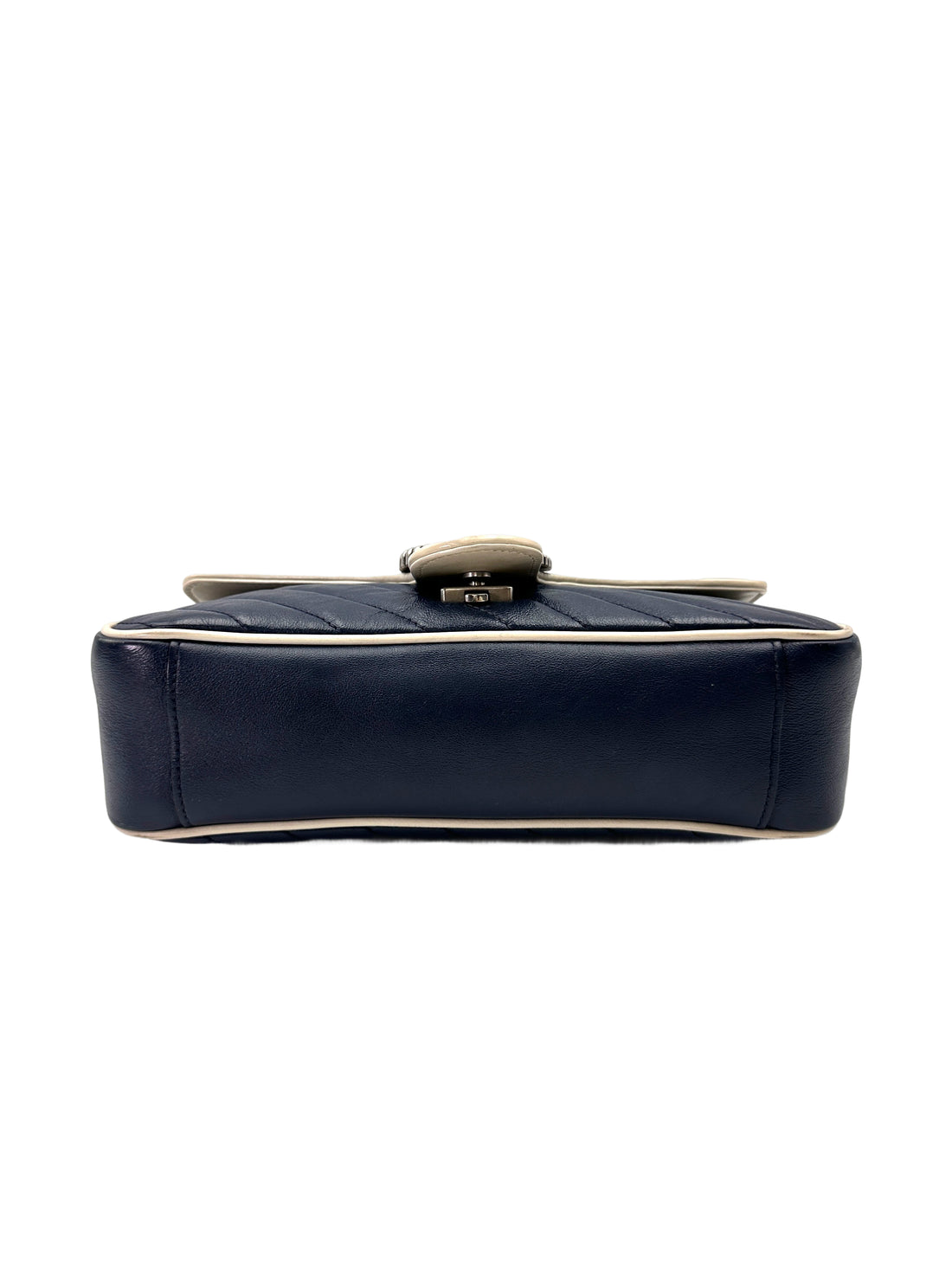 Gucci GG Marmont Blue/White Matelasse Leather Shoulder Bag GG1024