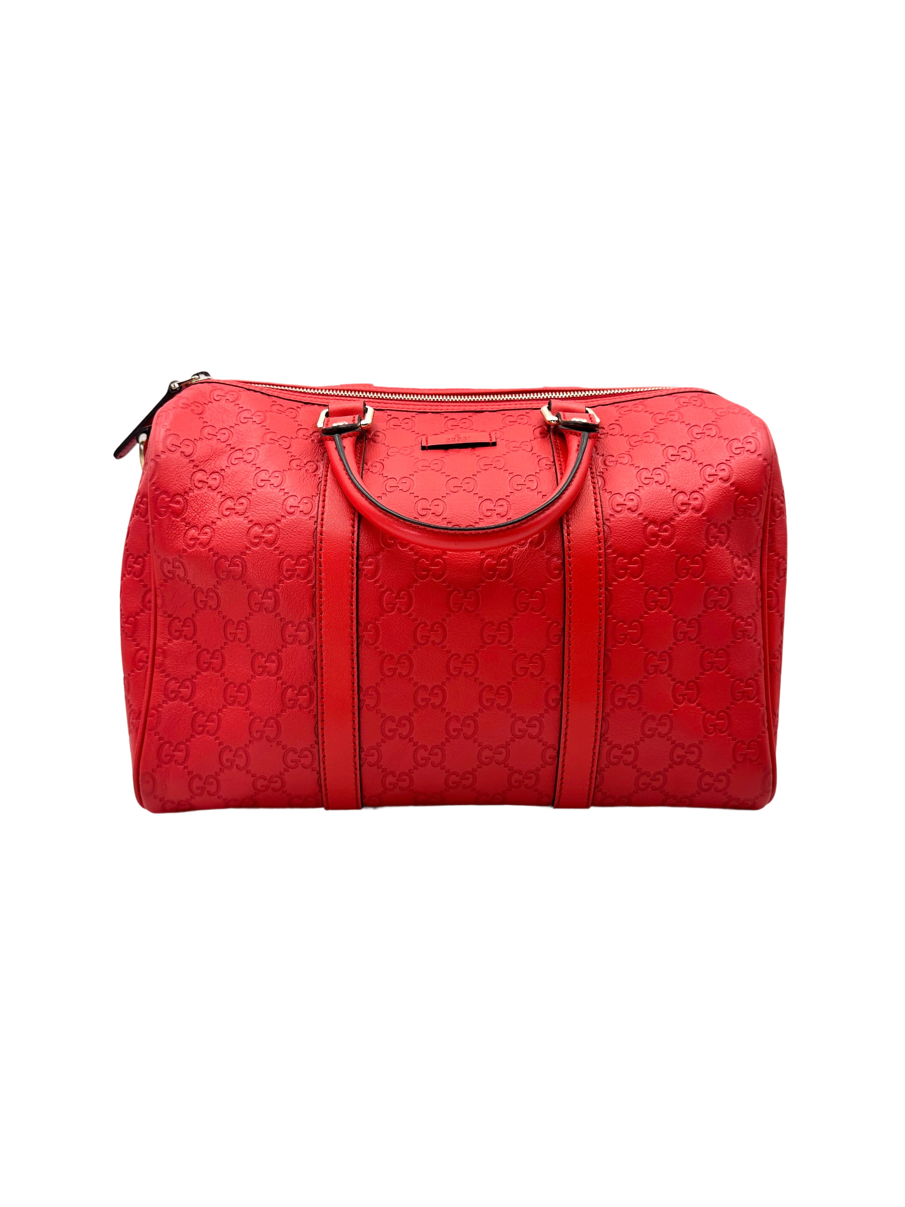 Gucci Red Guccissima Leather Boston Bag GG1026