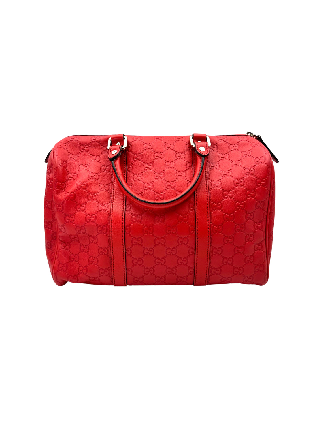 Gucci Red Guccissima Leather Boston Bag GG1026