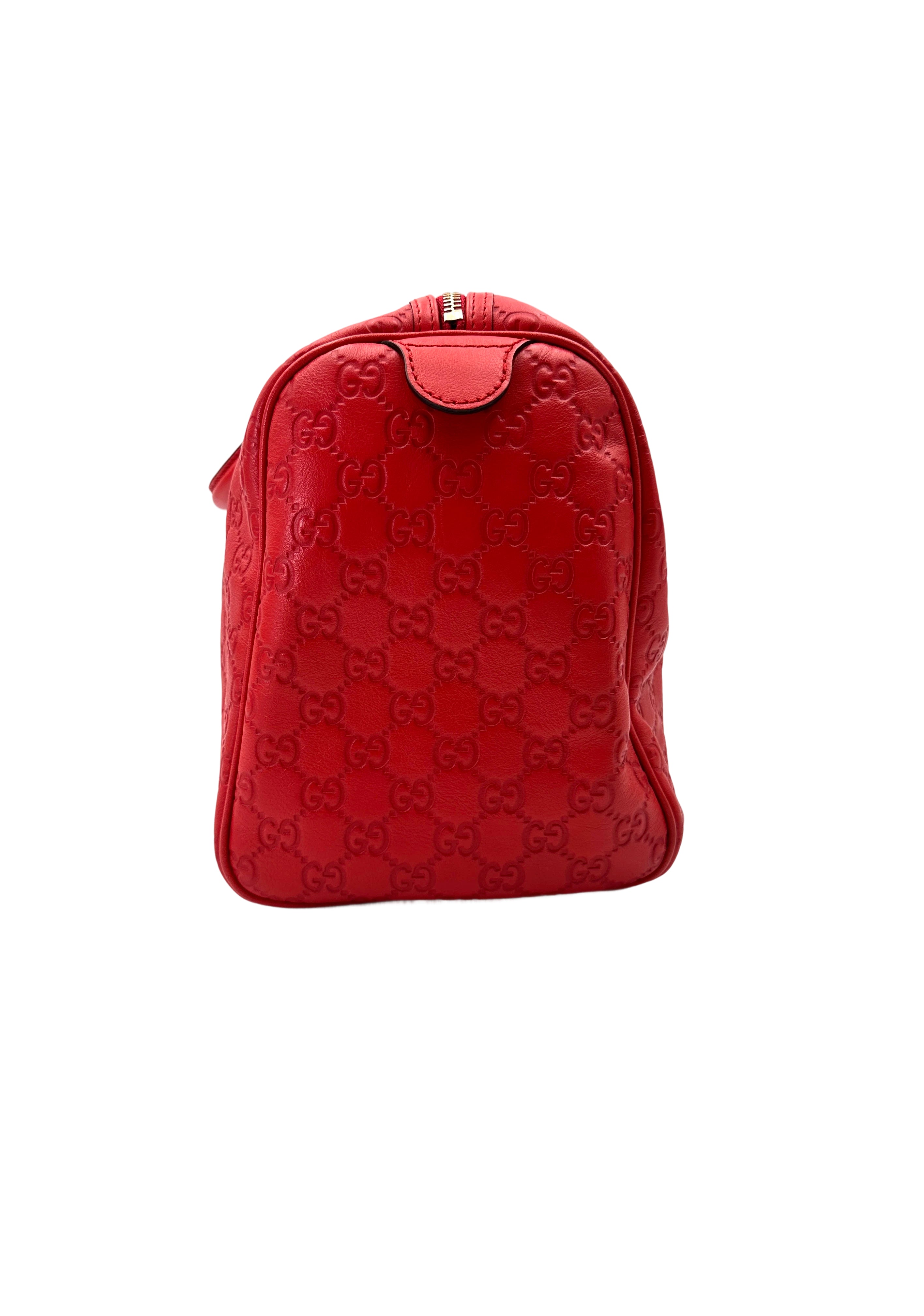 Gucci Red Guccissima Leather Boston Bag GG1026