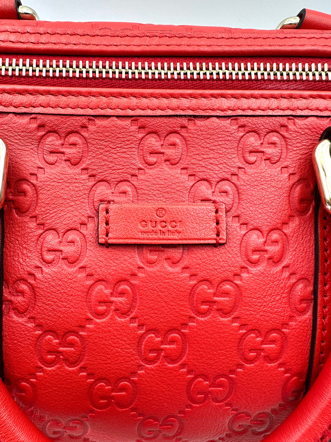 Gucci Red Guccissima Leather Boston Bag GG1026