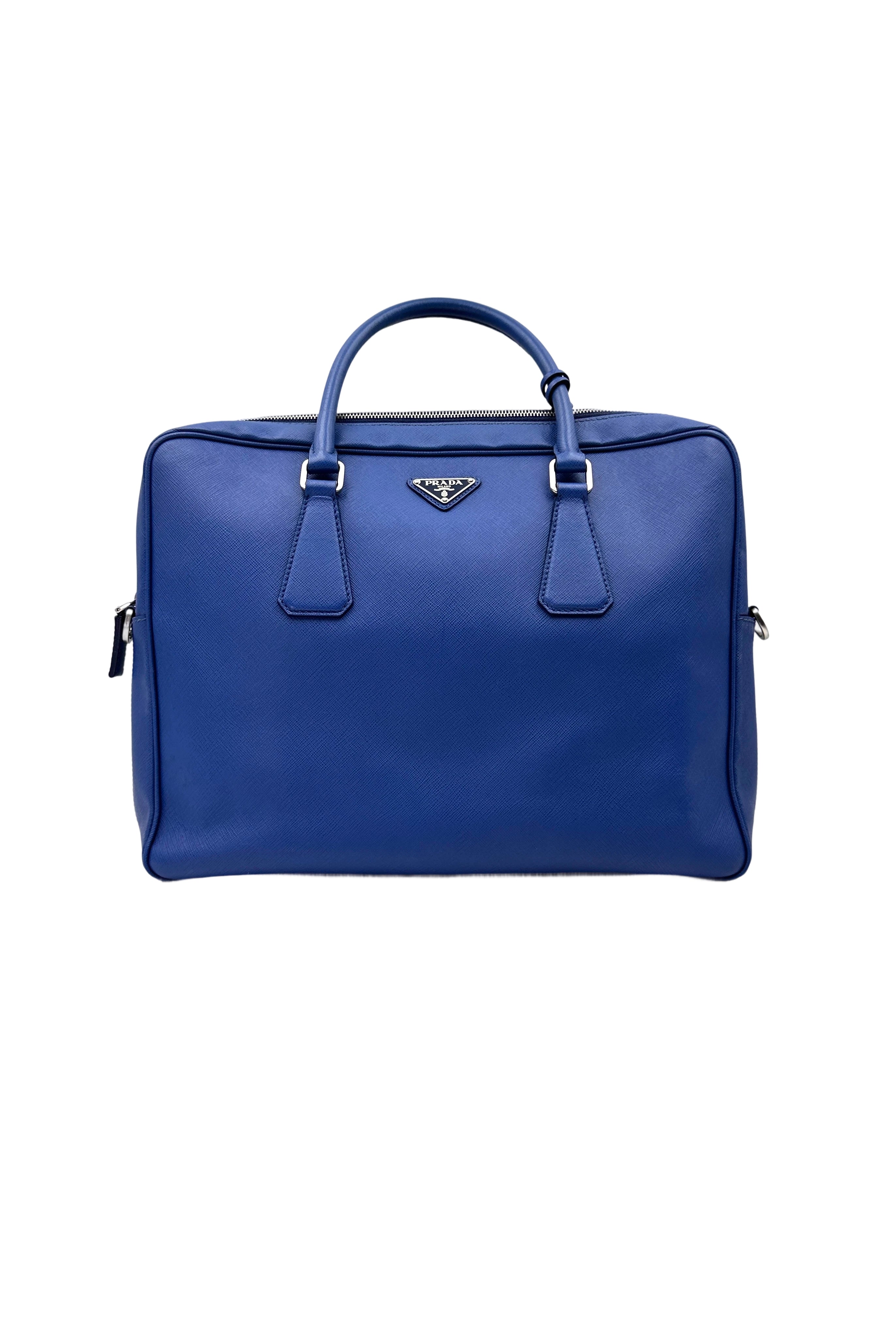 Prada Blue Saffiano Leather Business Bag PR353