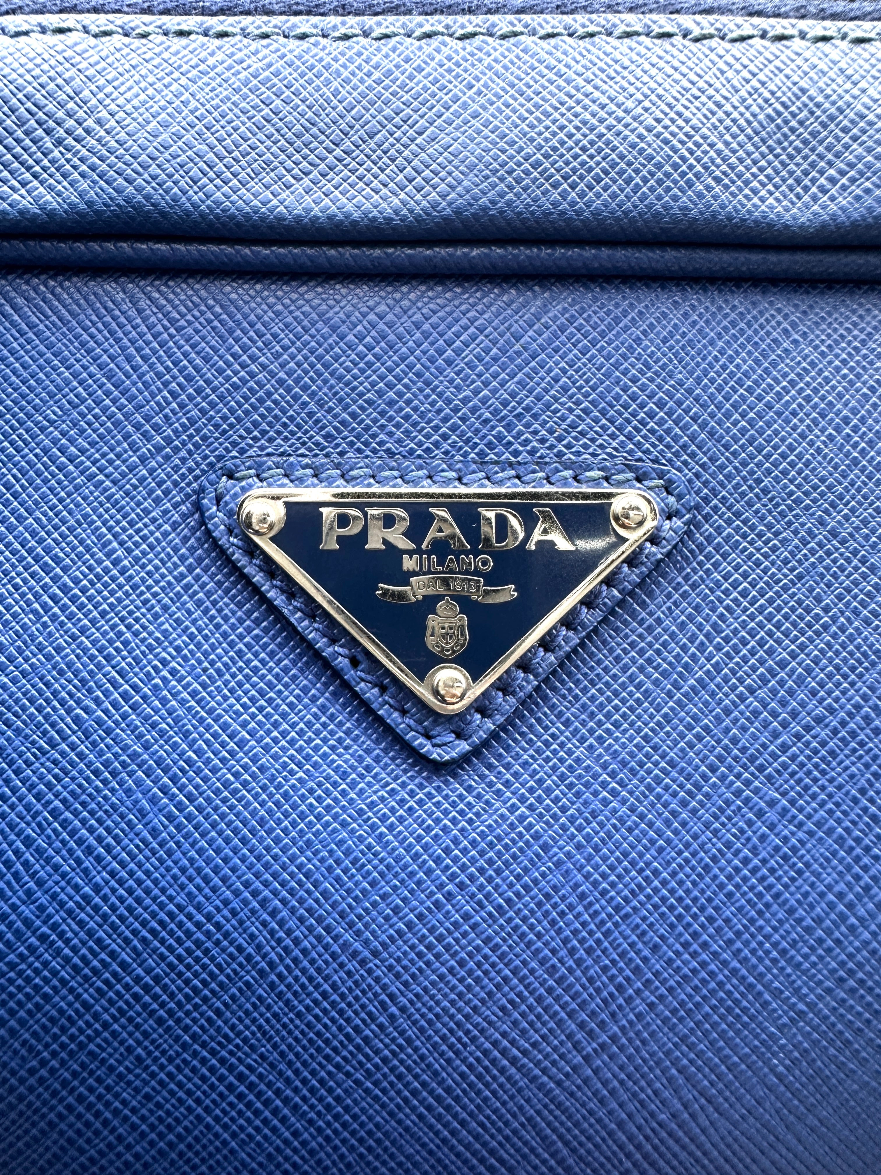Prada Blue Saffiano Leather Business Bag PR353
