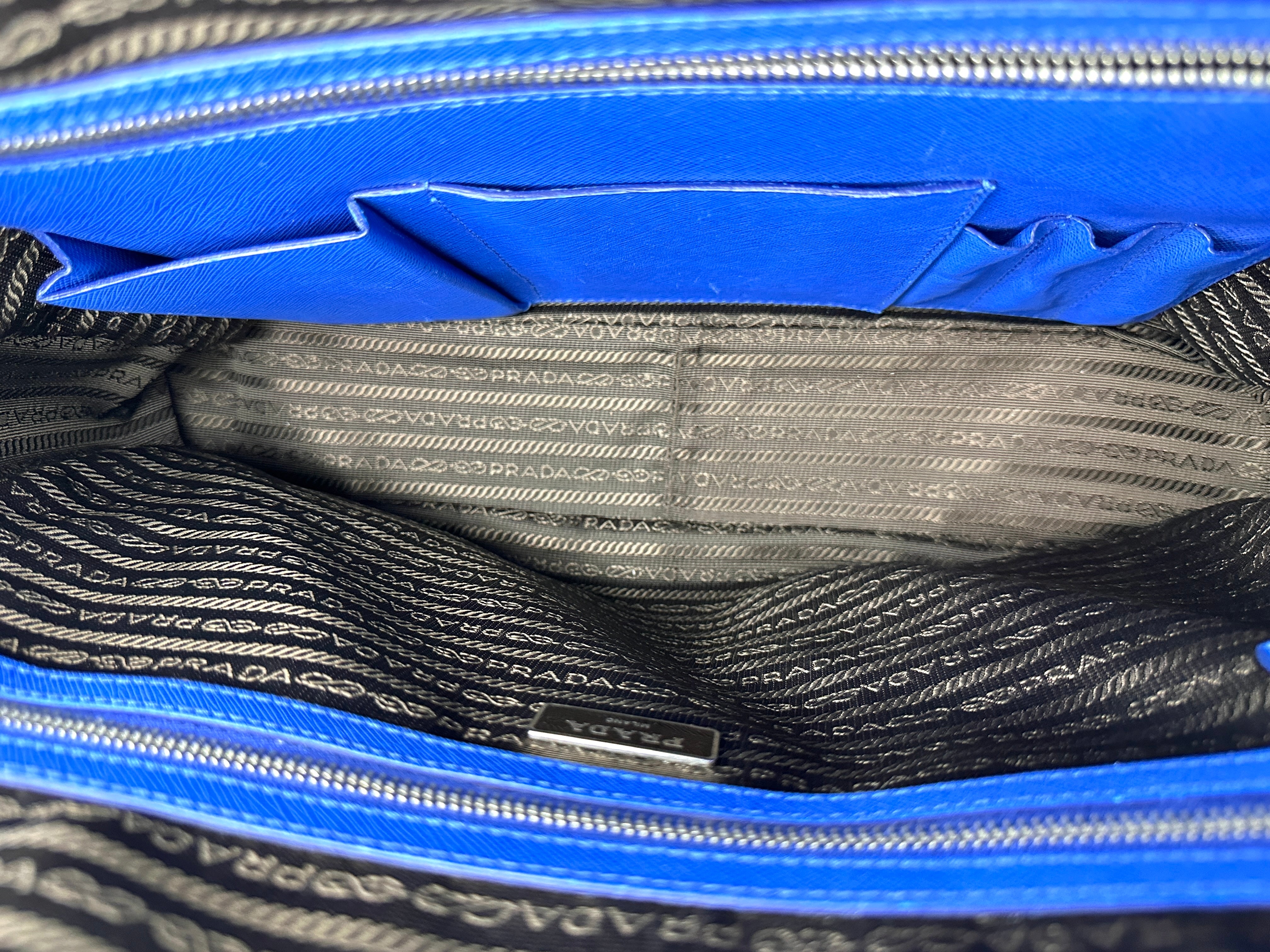 Prada Blue Saffiano Leather Business Bag PR353
