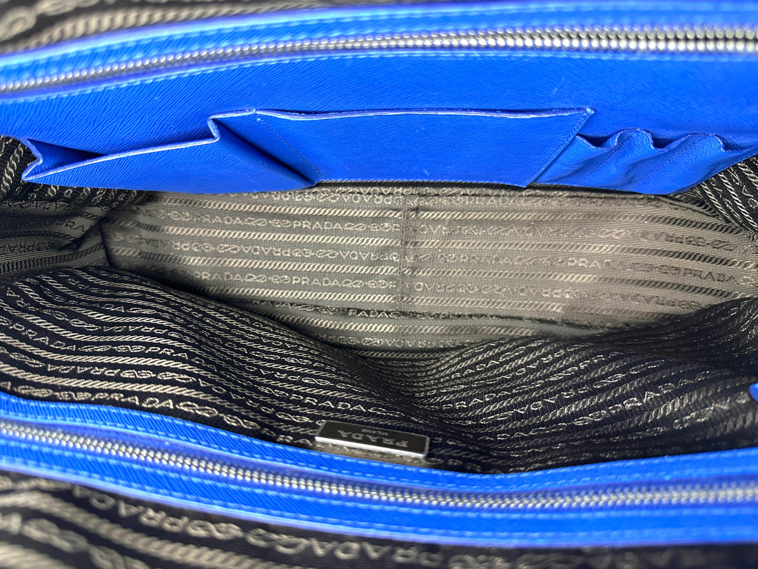 Prada Blue Saffiano Leather Business Bag PR353