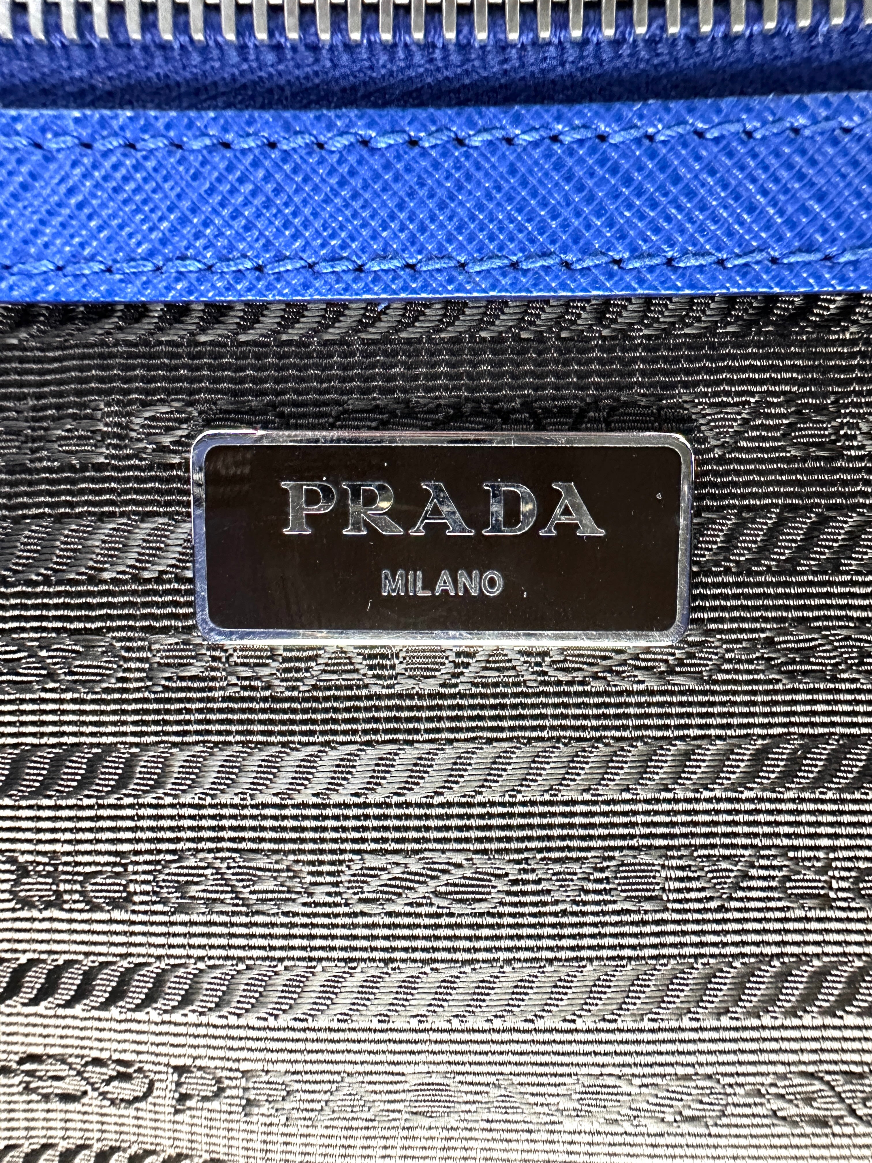 Prada Blue Saffiano Leather Business Bag PR353