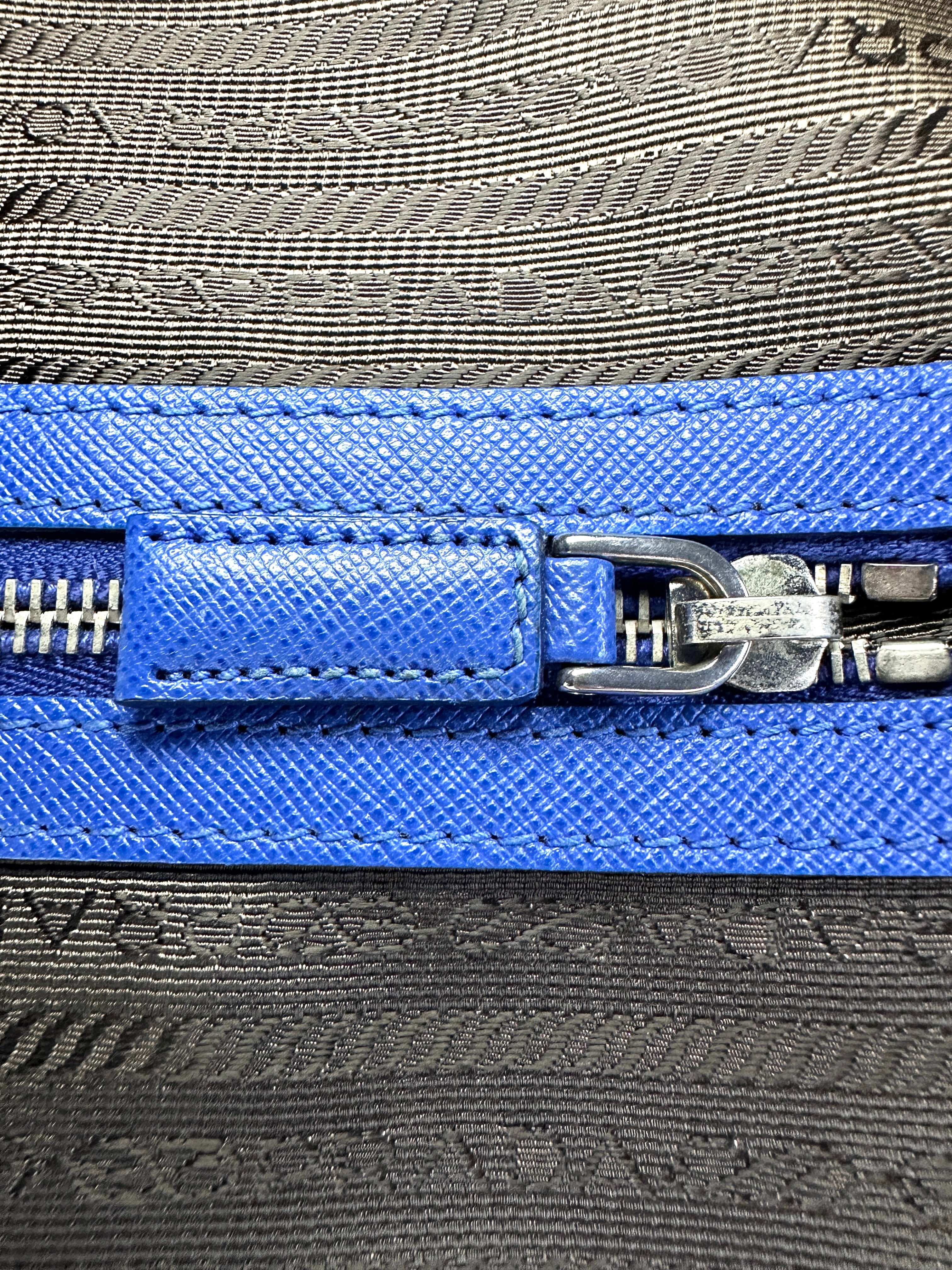 Prada Blue Saffiano Leather Business Bag PR353