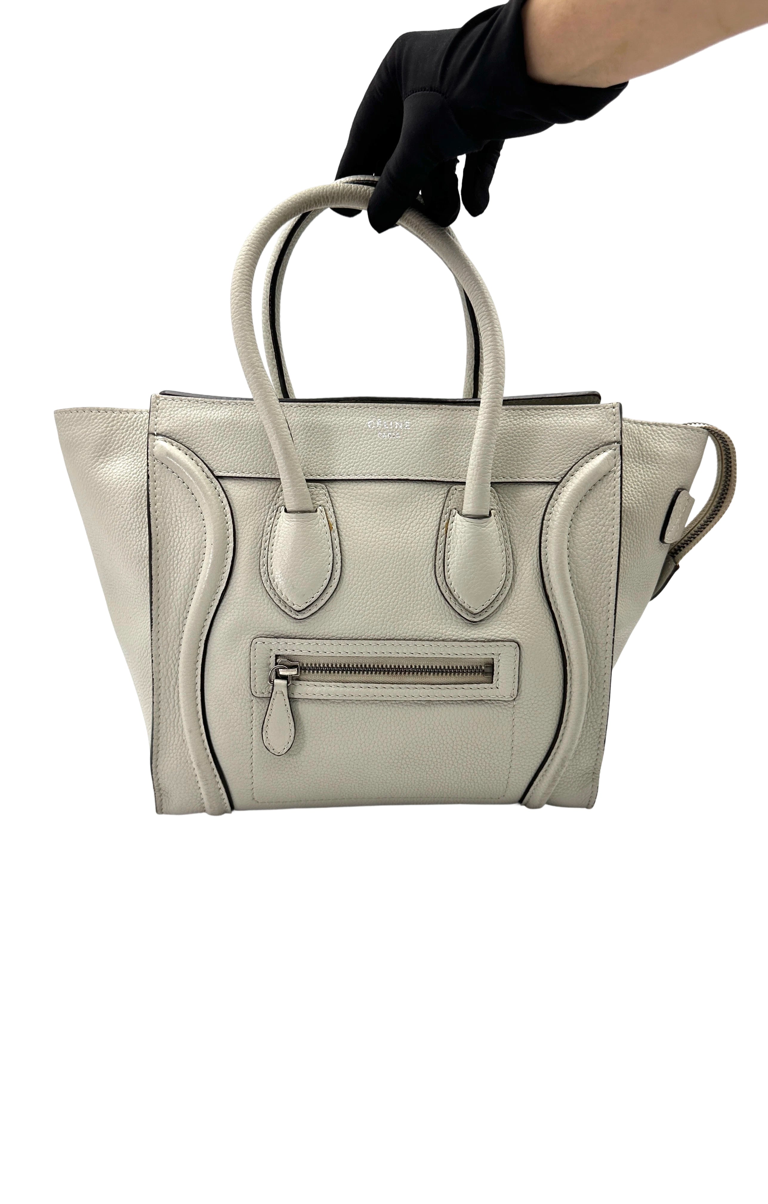 Celine Luggage Grey Leather Tote Handle Bag CE160