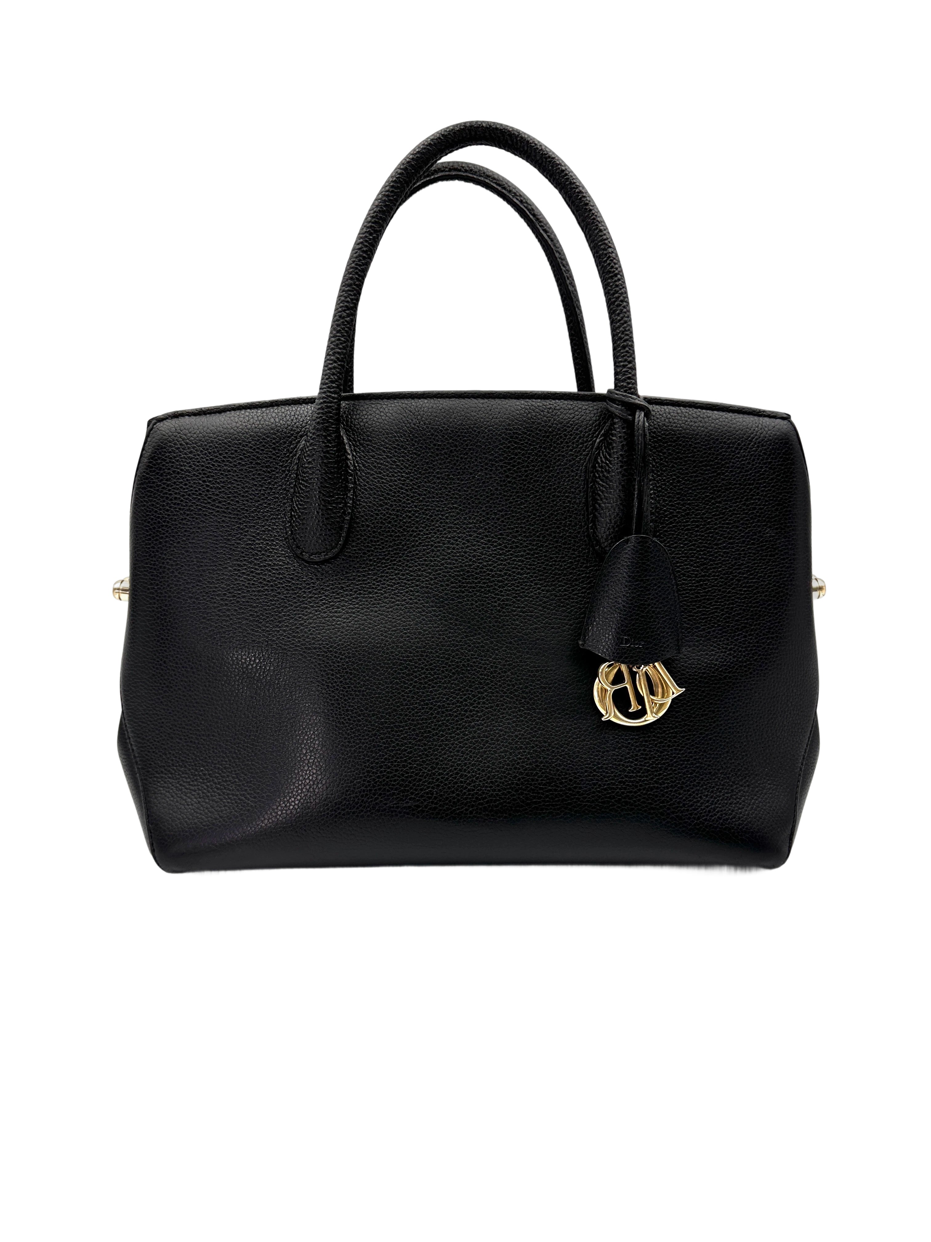 Christian Dior Open Bar Black Leather Handle Bag DR740