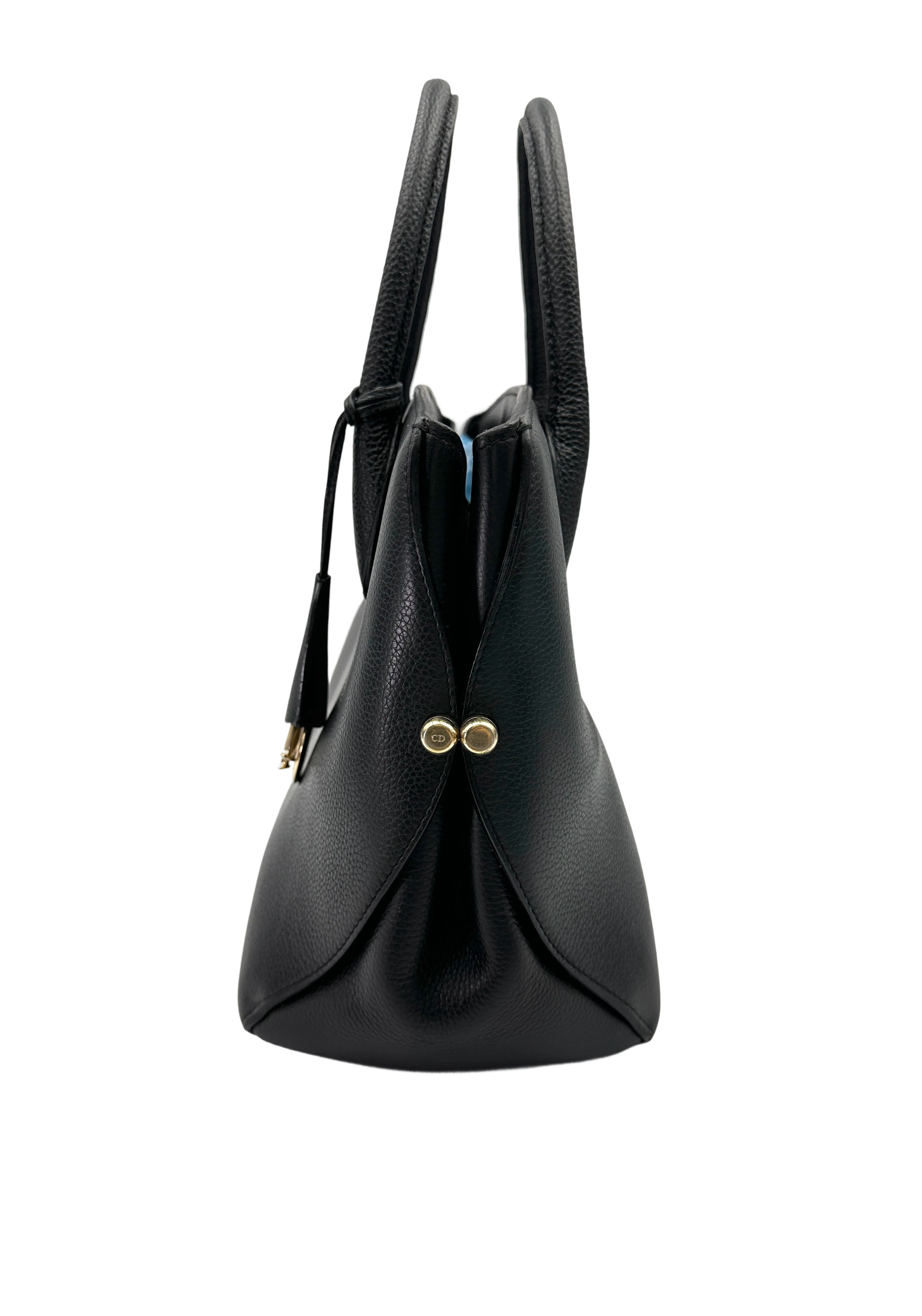 Christian Dior Open Bar Black Leather Handle Bag DR740