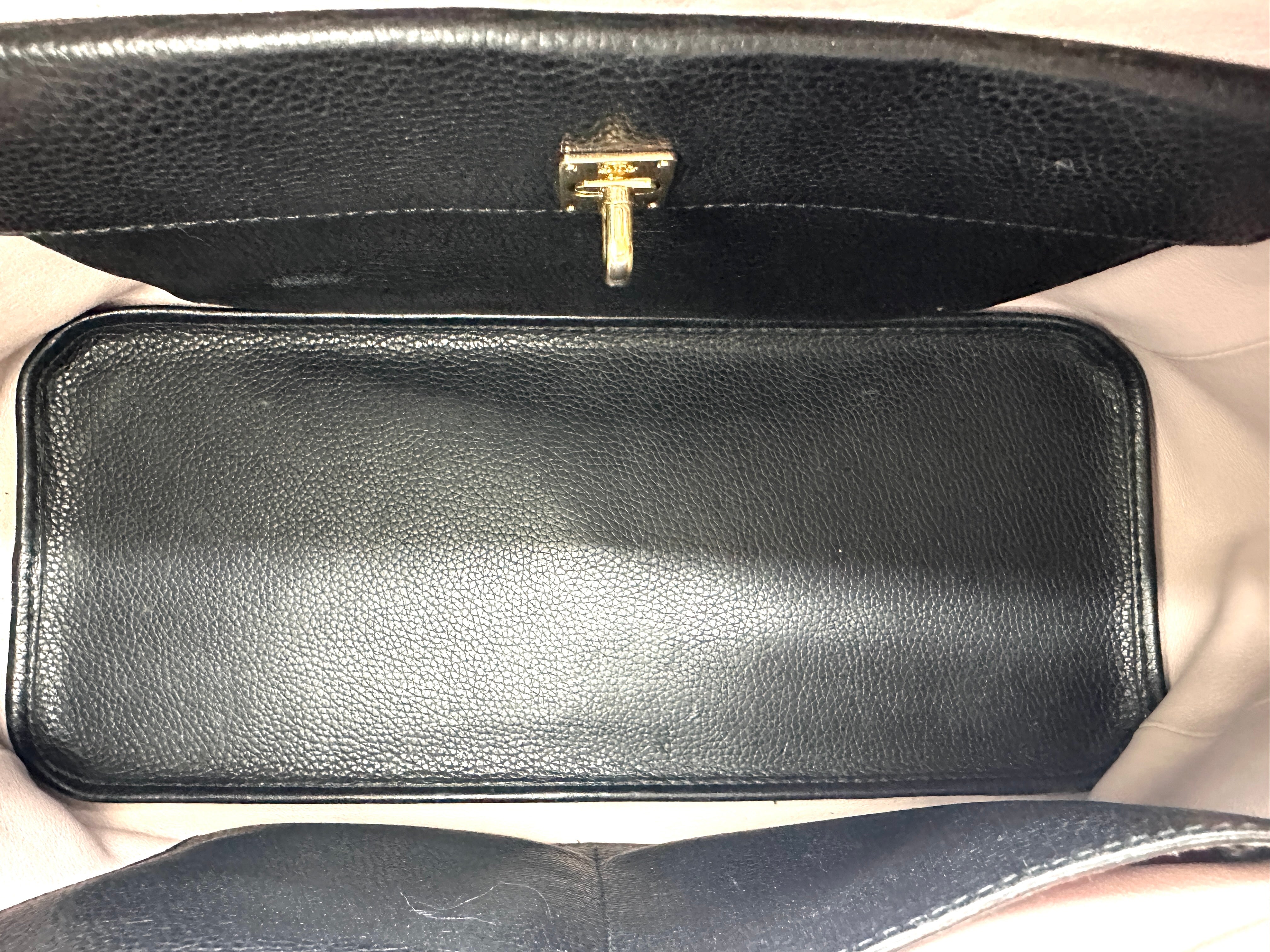 Christian Dior Open Bar Black Leather Handle Bag DR740