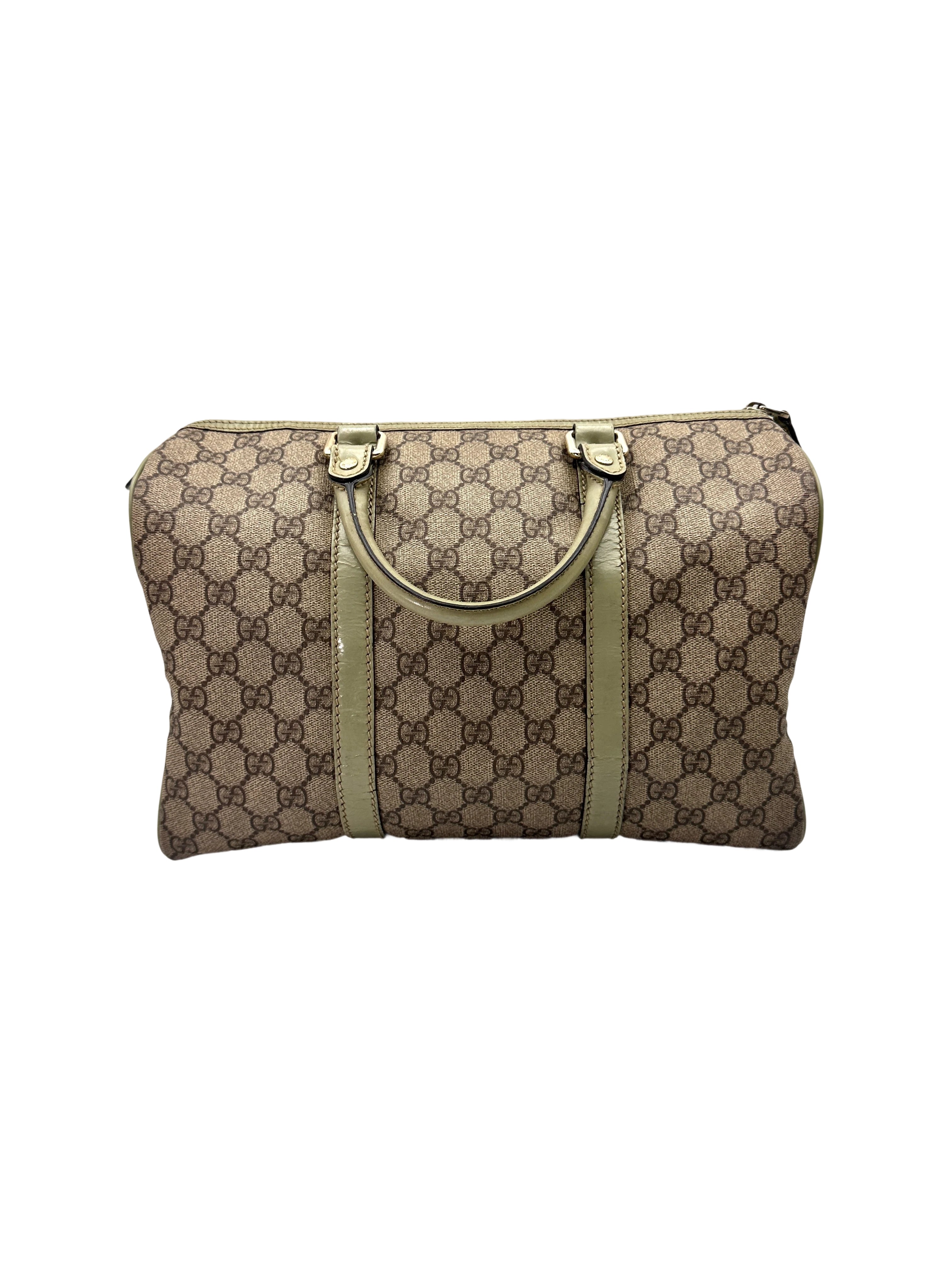 Gucci GG Canvas Boston Bag With Green Stripe GG1032