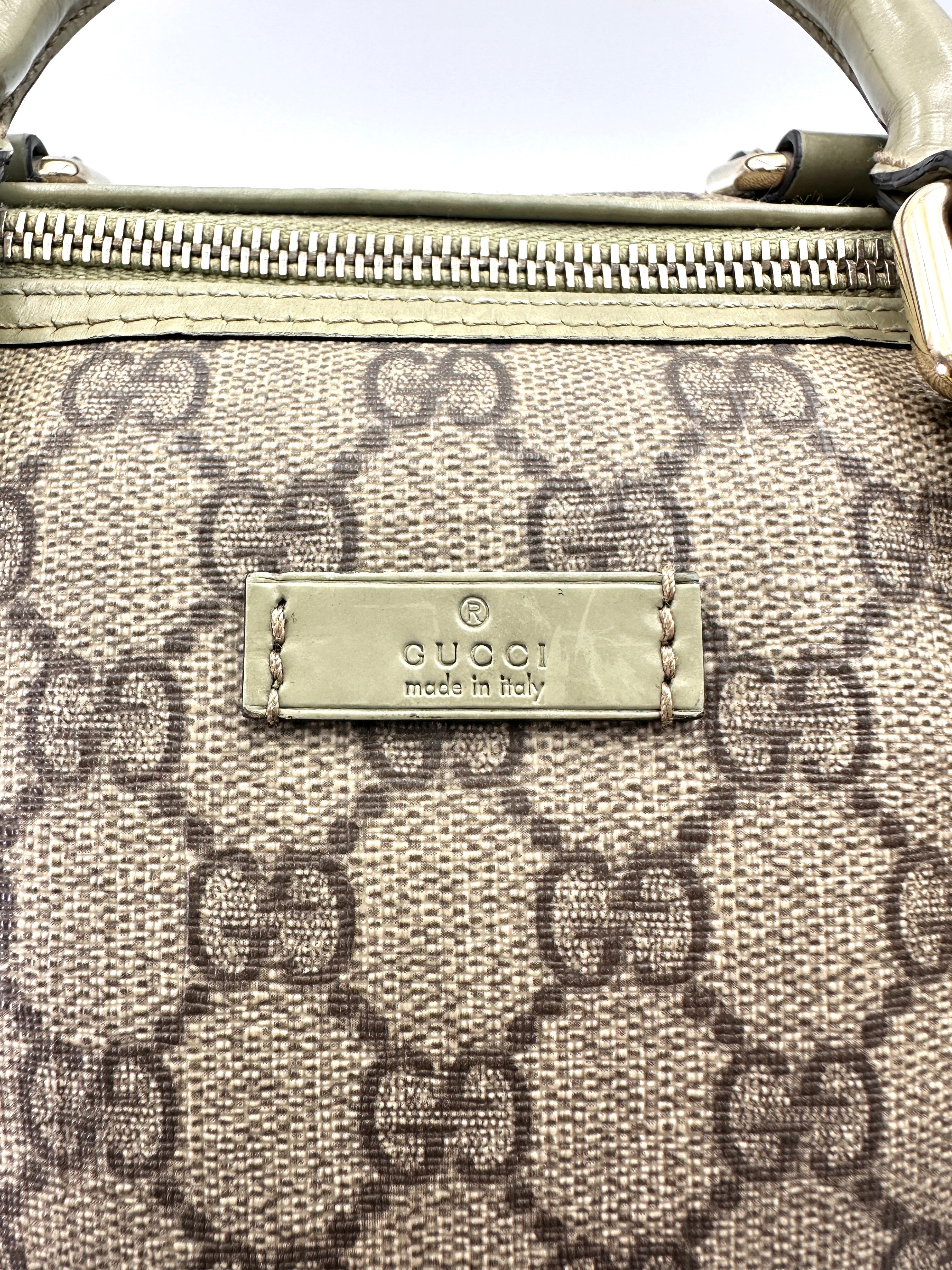 Gucci GG Canvas Boston Bag With Green Stripe GG1032