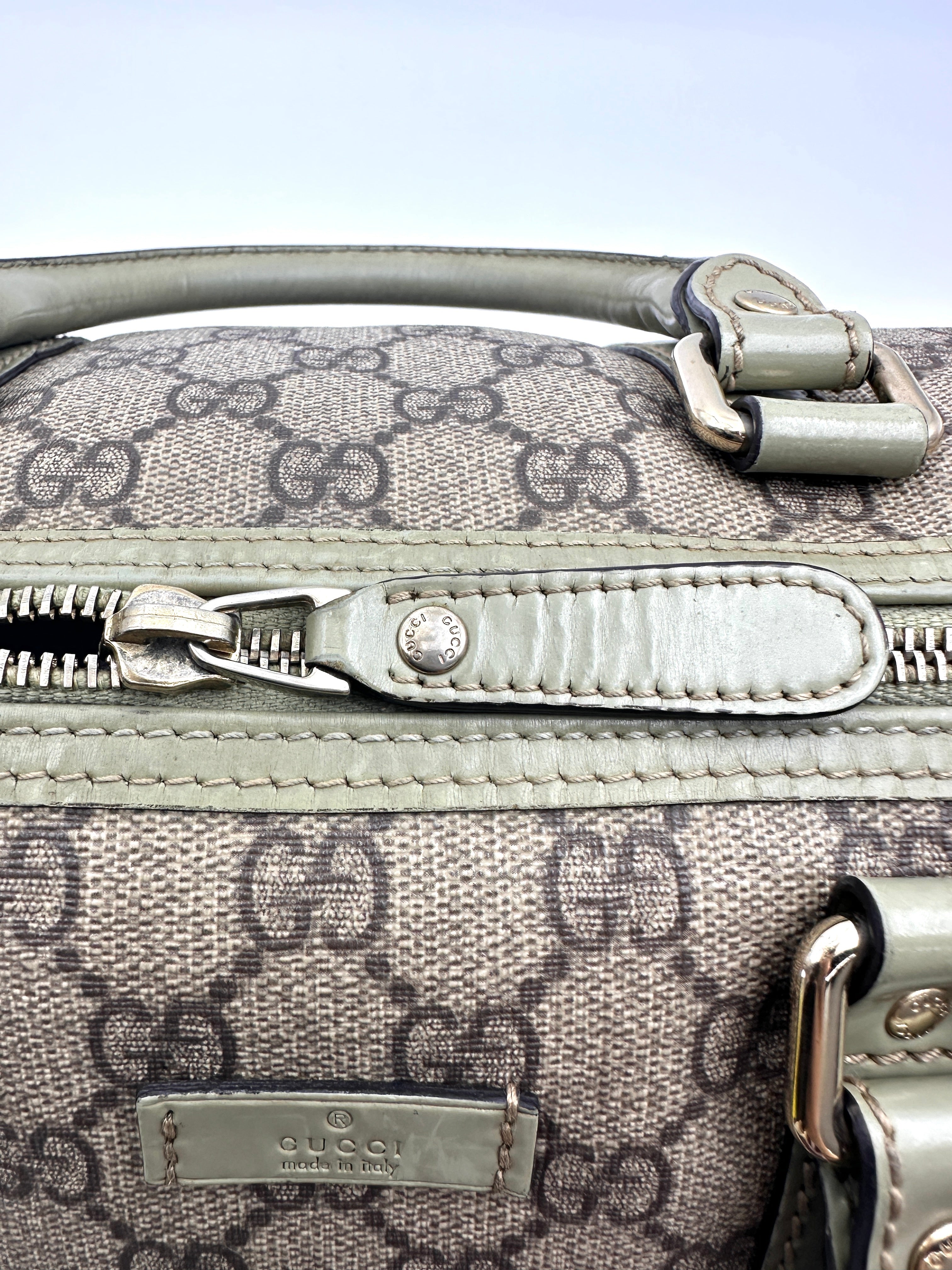 Gucci GG Canvas Boston Bag With Green Stripe GG1032