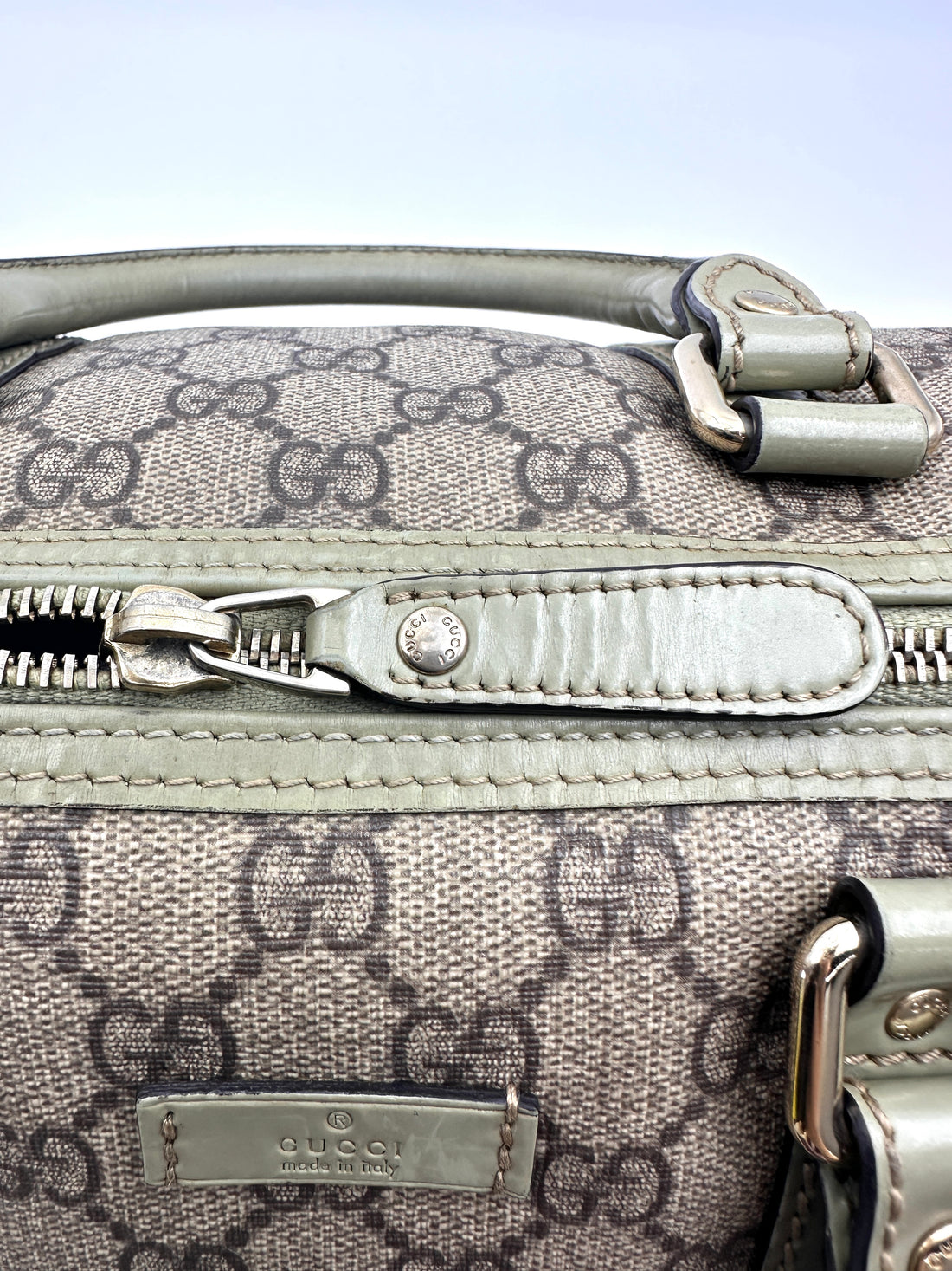 Gucci GG Canvas Boston Bag With Green Stripe GG1032