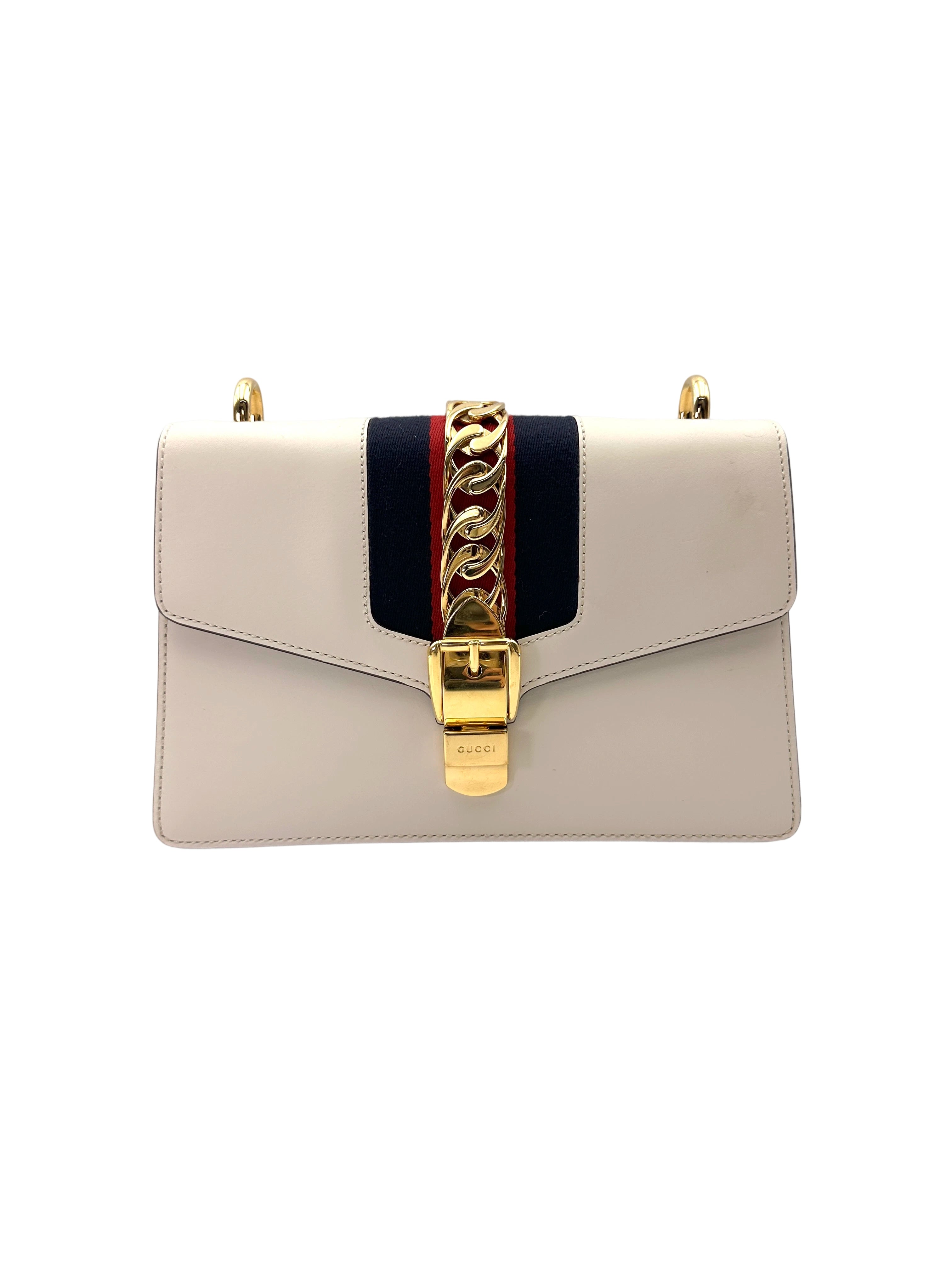 Gucci Sylvie White Leather Shoulder Bag GG1035