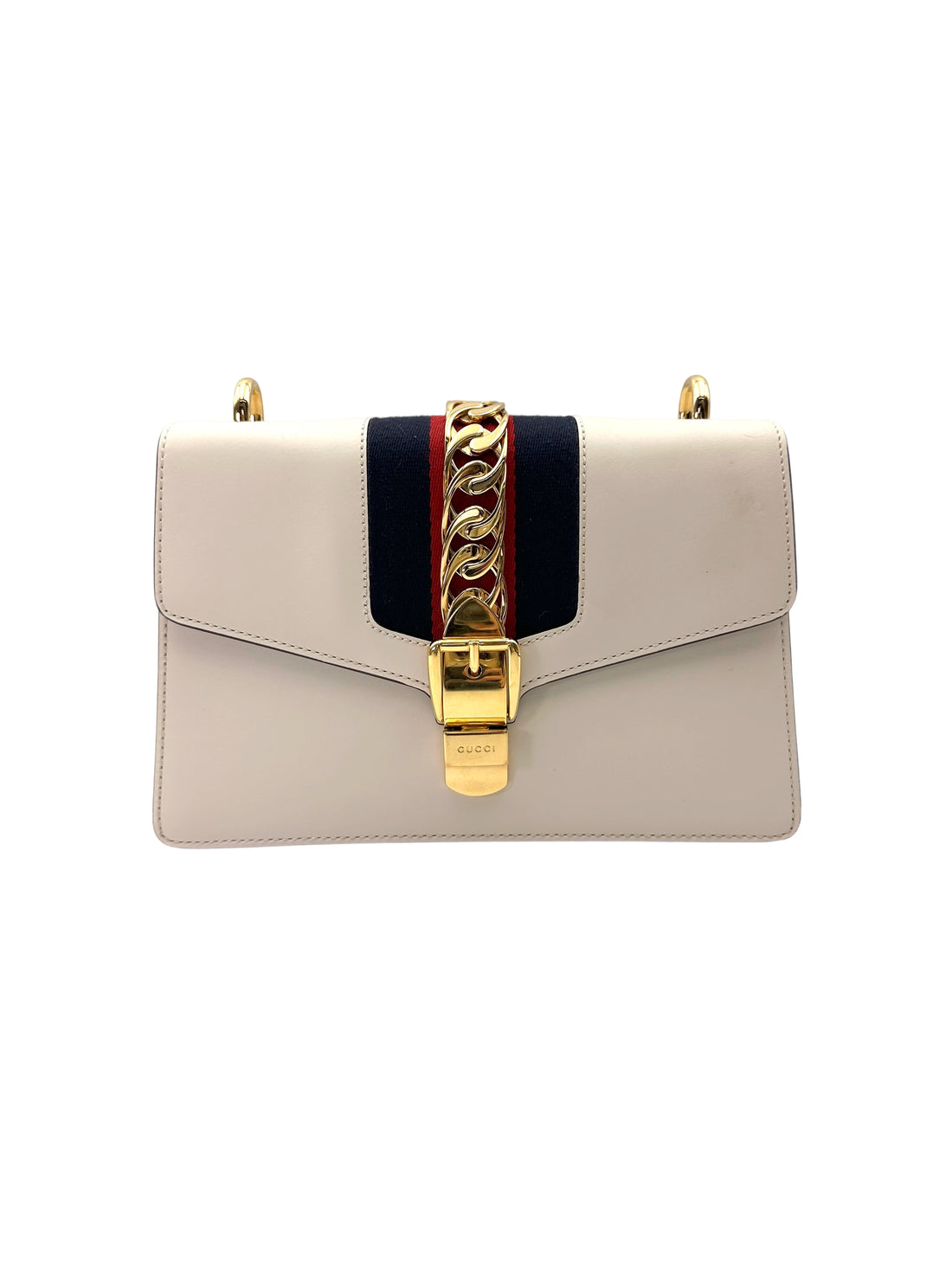 Gucci Sylvie White Leather Shoulder Bag GG1035