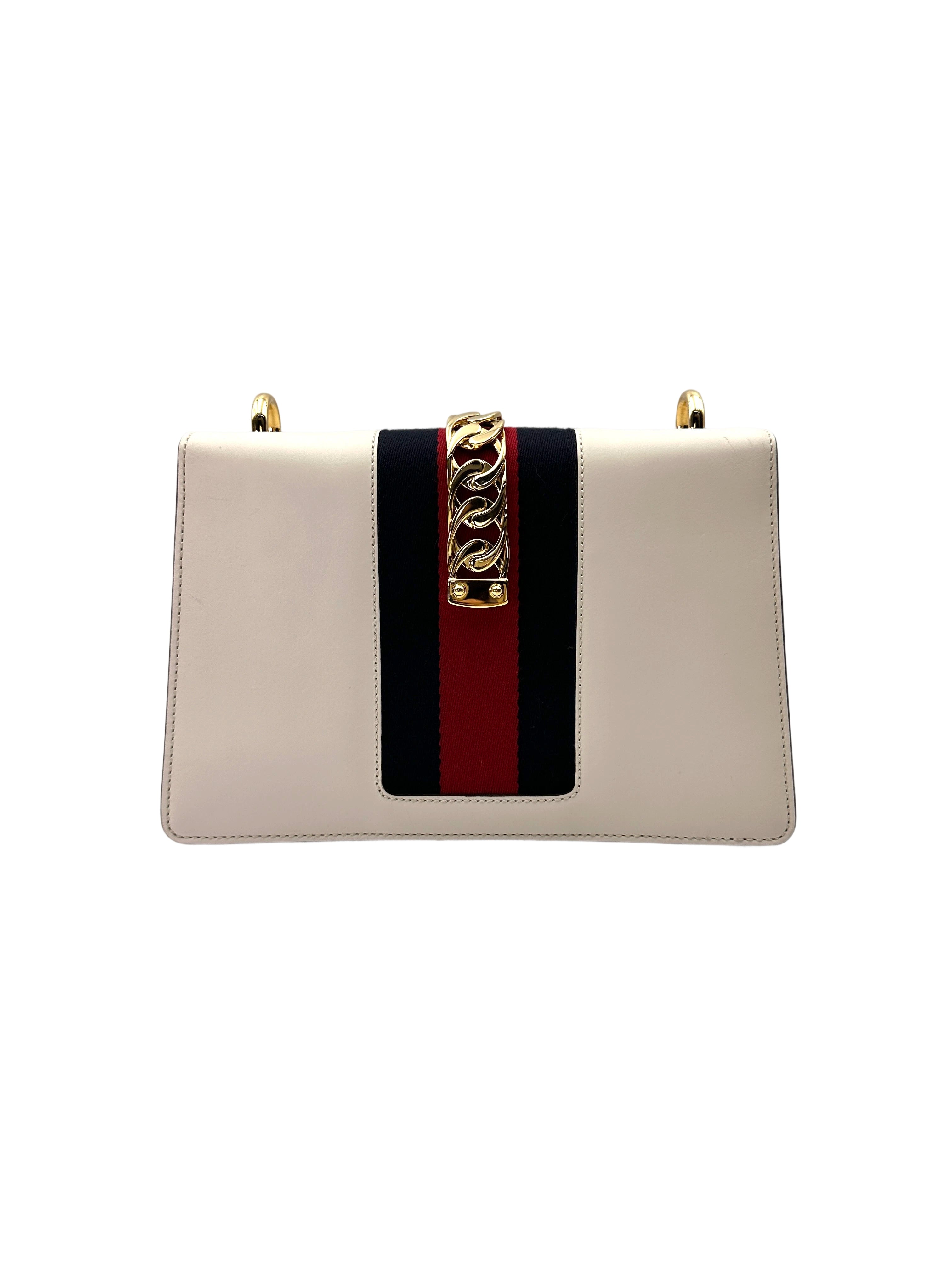 Gucci Sylvie White Leather Shoulder Bag GG1035