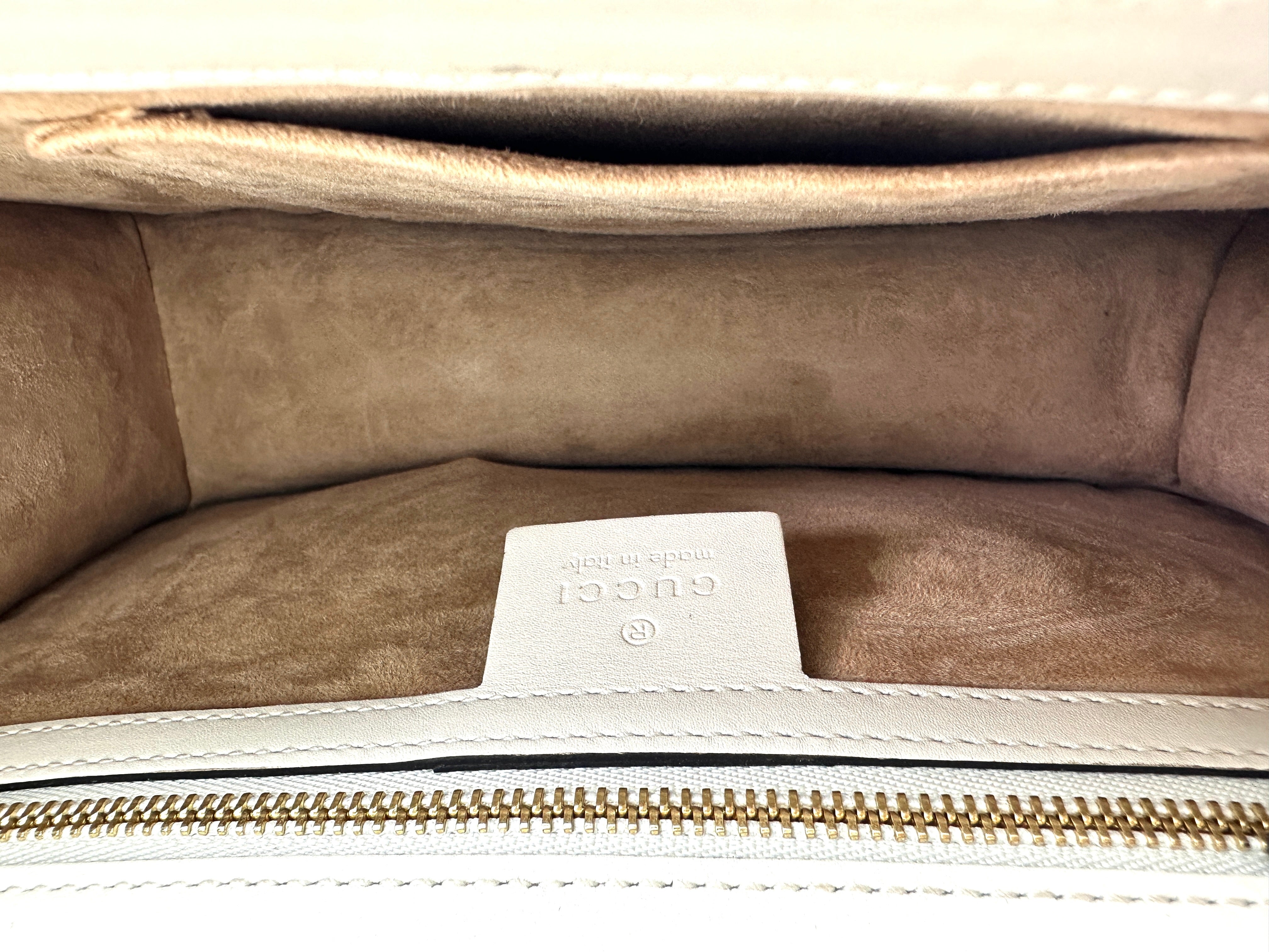 Gucci Sylvie White Leather Shoulder Bag GG1035