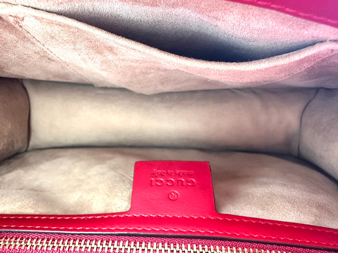 Gucci Sylvie Red Leather Medium Size Shoulder Bag GG1038