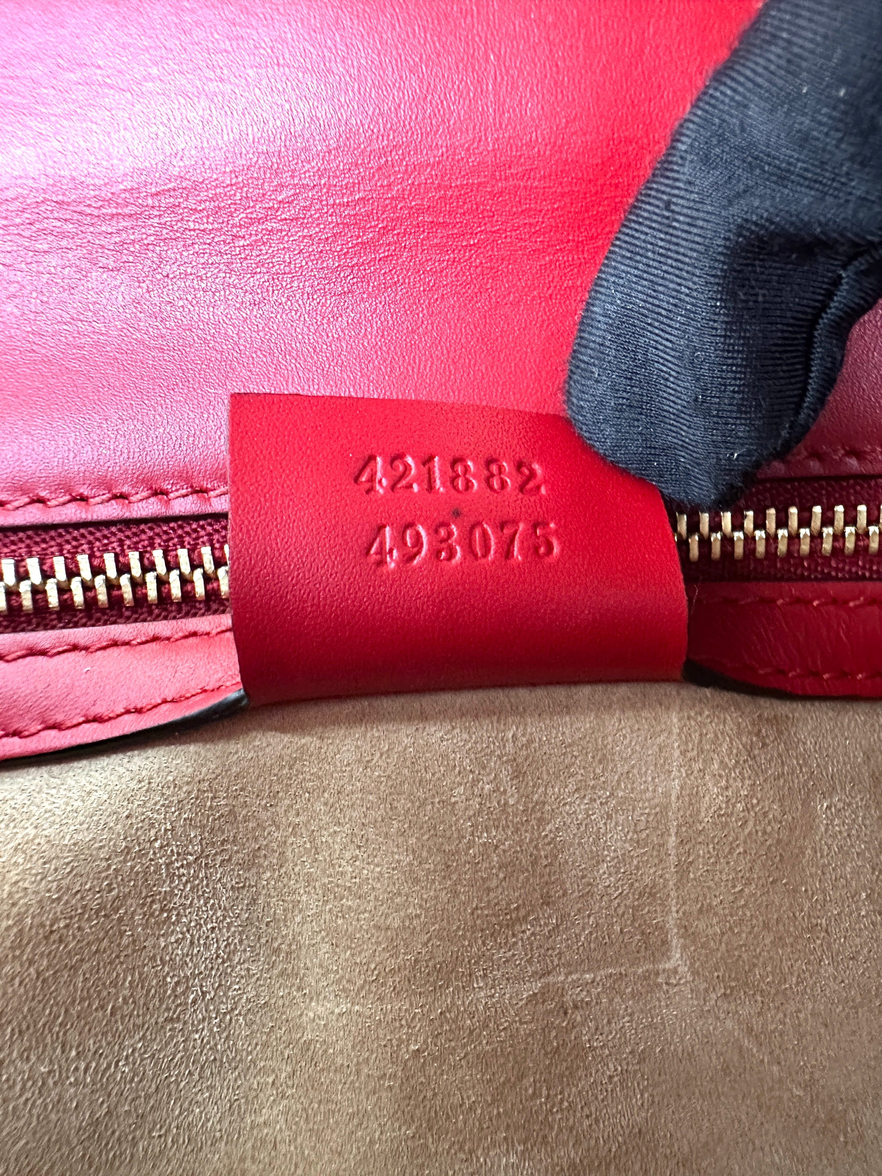Gucci Sylvie Red Leather Medium Size Shoulder Bag GG1038