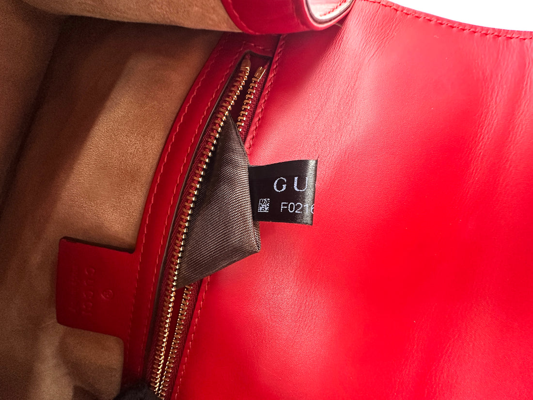 Gucci Sylvie Red Leather Medium Size Shoulder Bag GG1038
