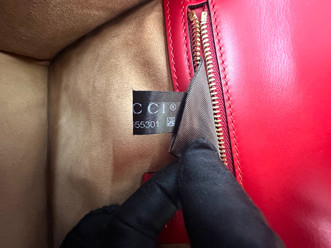 Gucci Sylvie Red Leather Medium Size Shoulder Bag GG1038