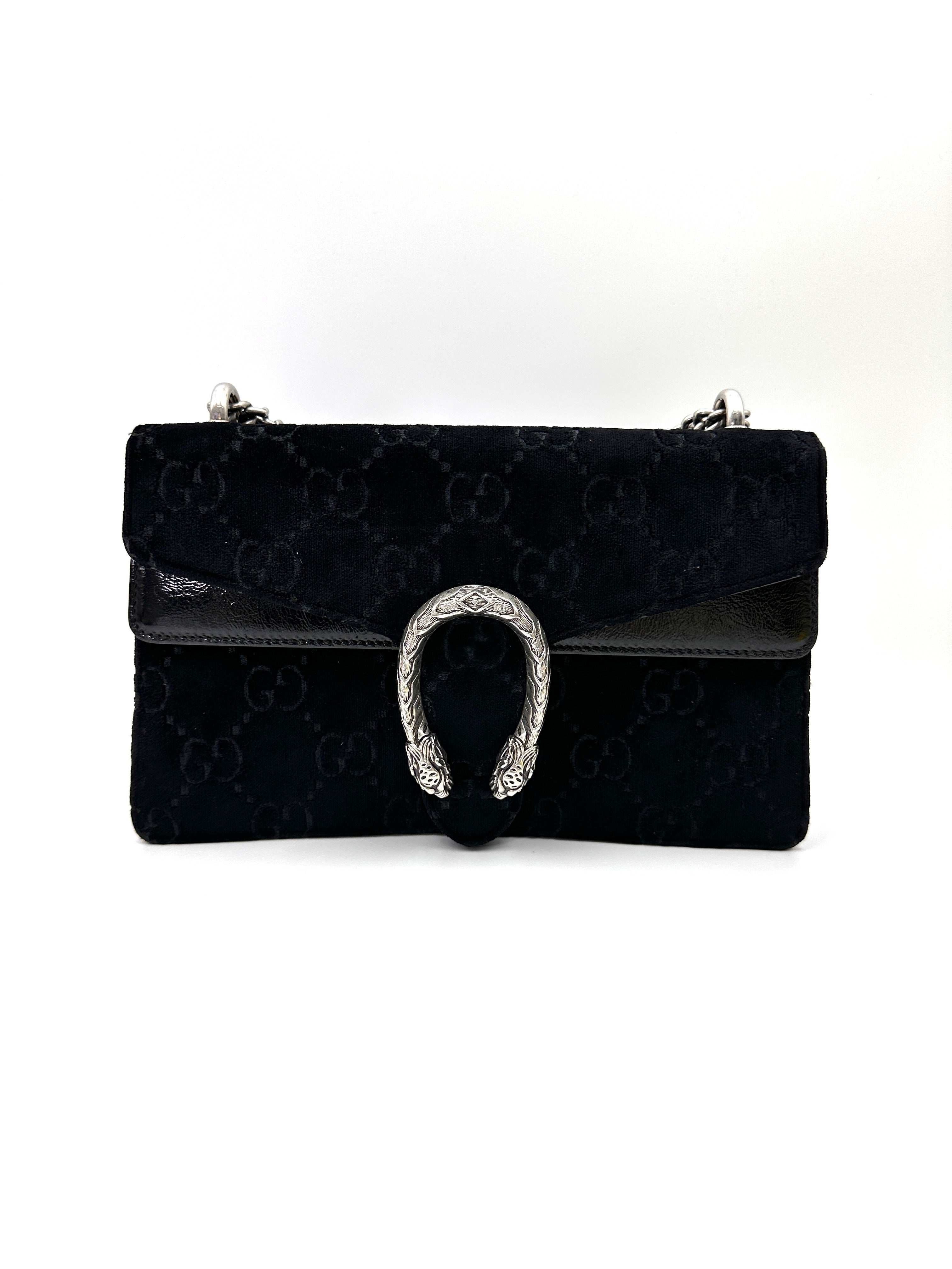 Gucci Dionysus Black Velvet Wallet On Chain GG1034