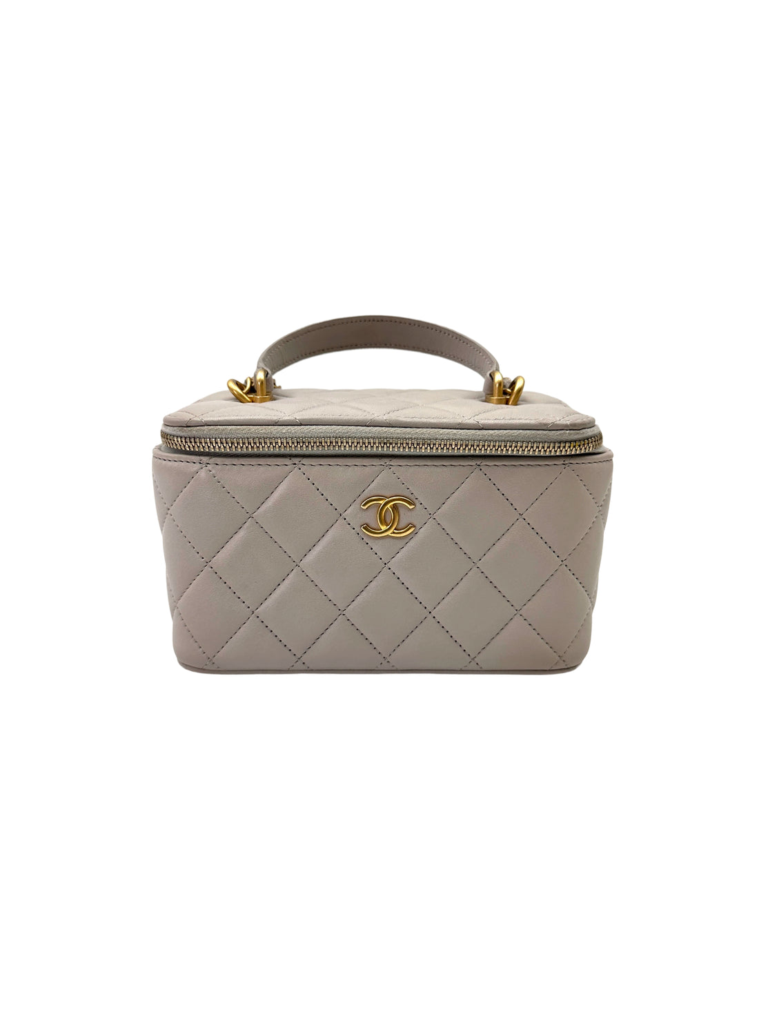 Chanel Grey Quilted Lambskin Vanity Case(31***69) CC1988