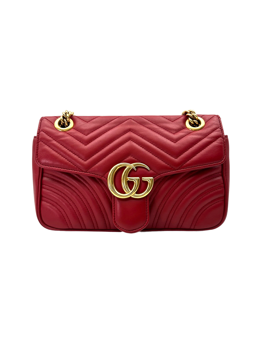 Gucci GG Marmont Red Matelasse Leather Medium Size Shoulder Bag GG1040