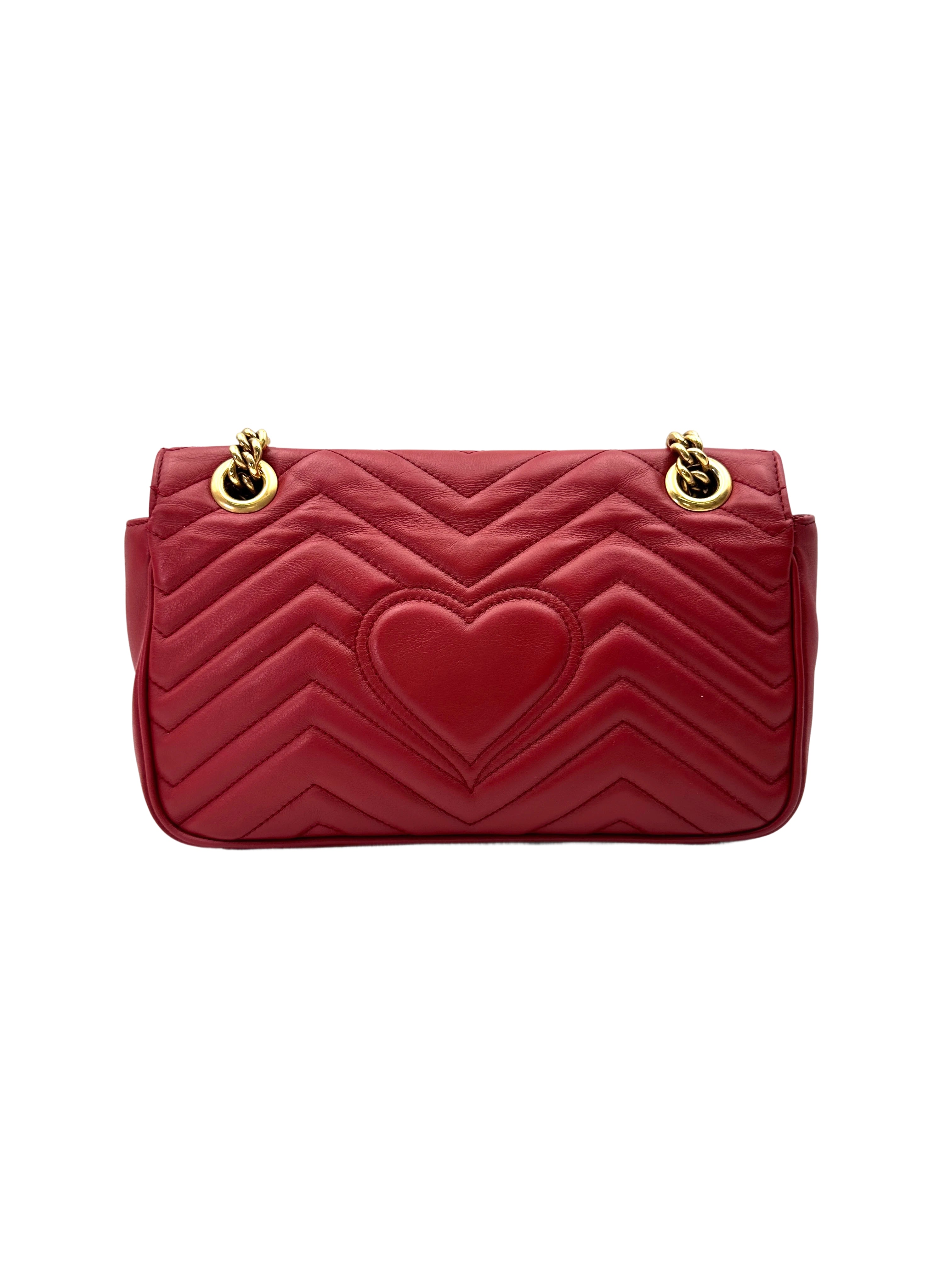 Gucci GG Marmont Red Matelasse Leather Medium Size Shoulder Bag GG1040