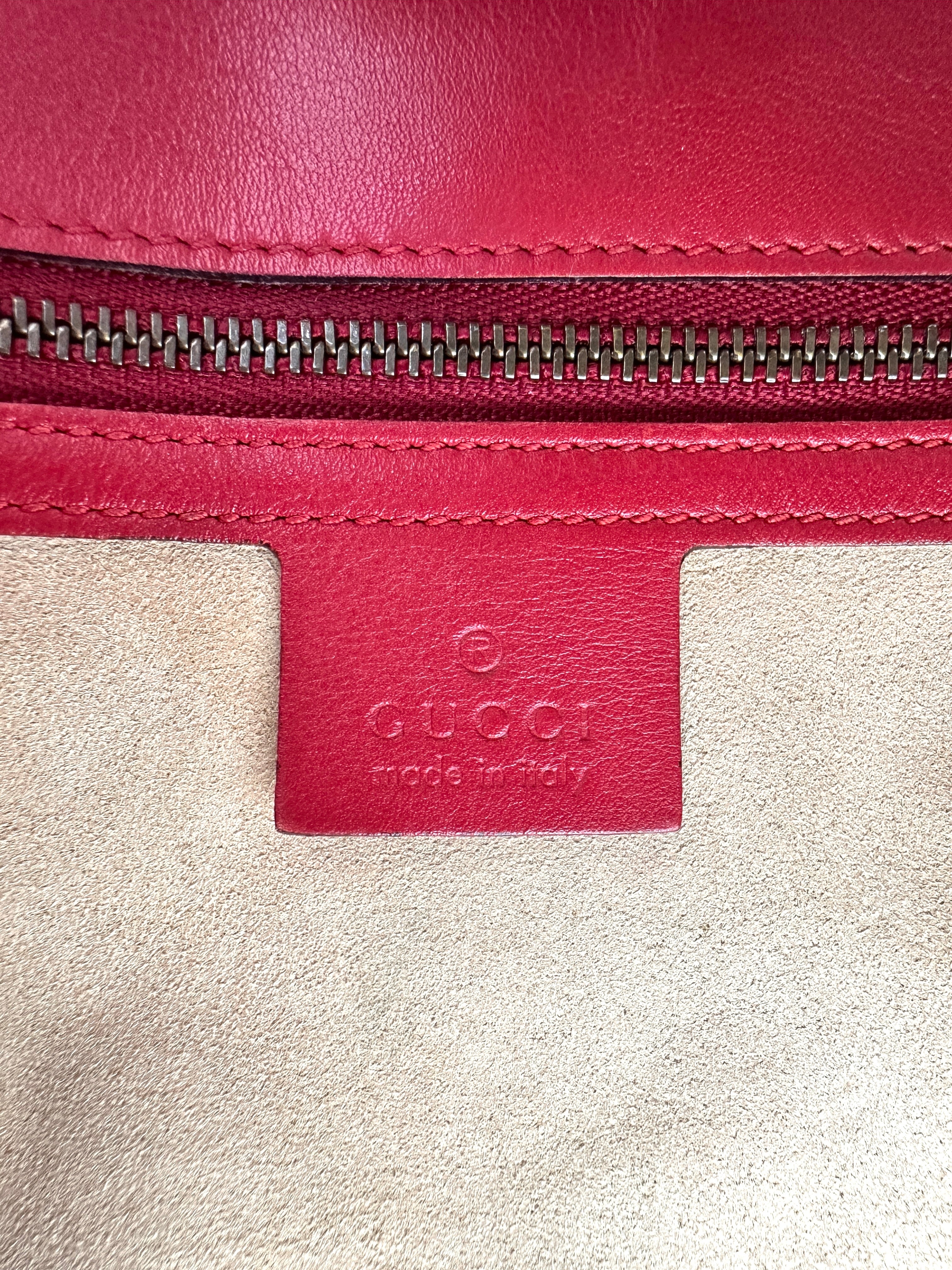 Gucci GG Marmont Red Matelasse Leather Medium Size Shoulder Bag GG1040