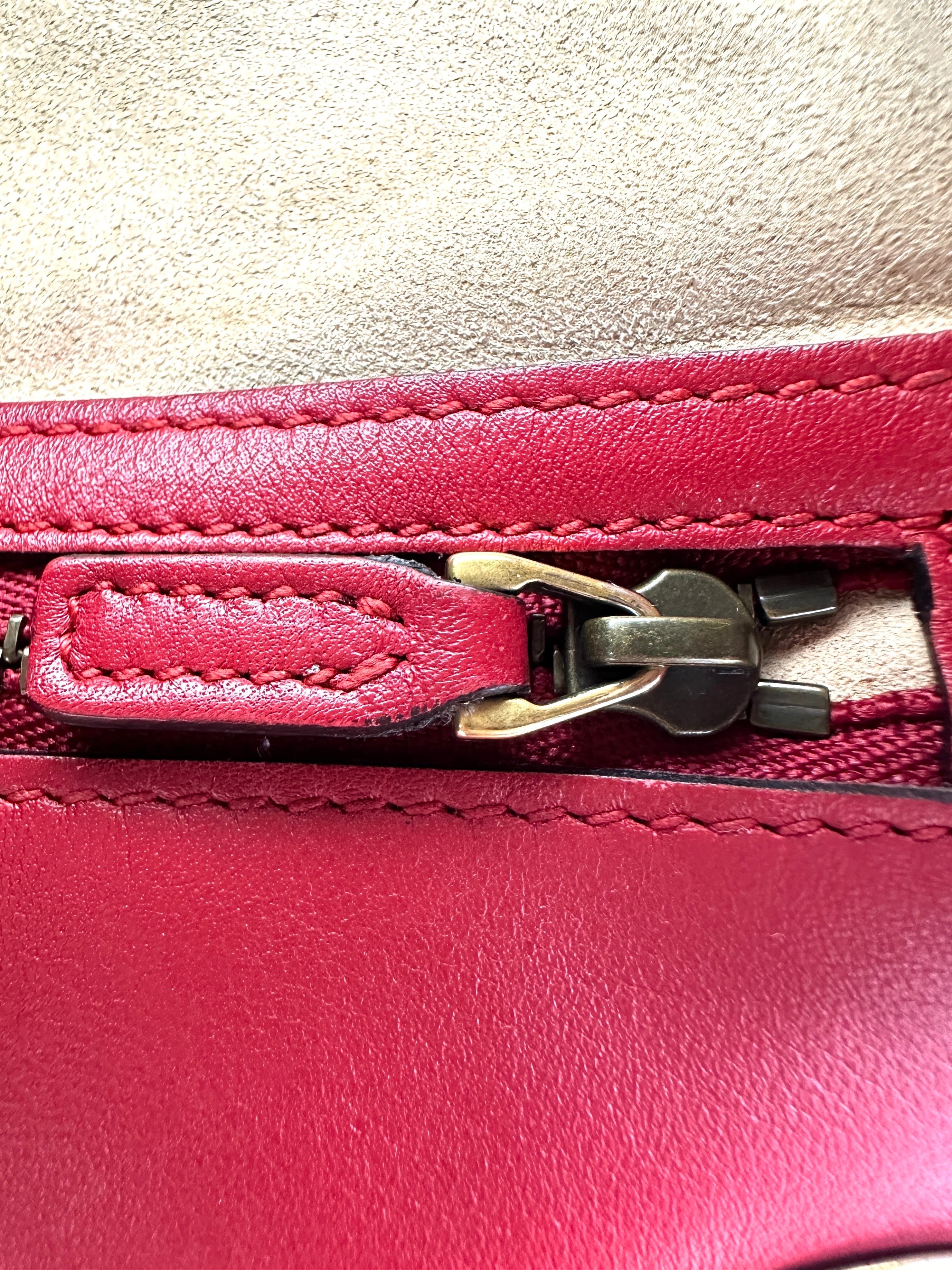 Gucci GG Marmont Red Matelasse Leather Medium Size Shoulder Bag GG1040