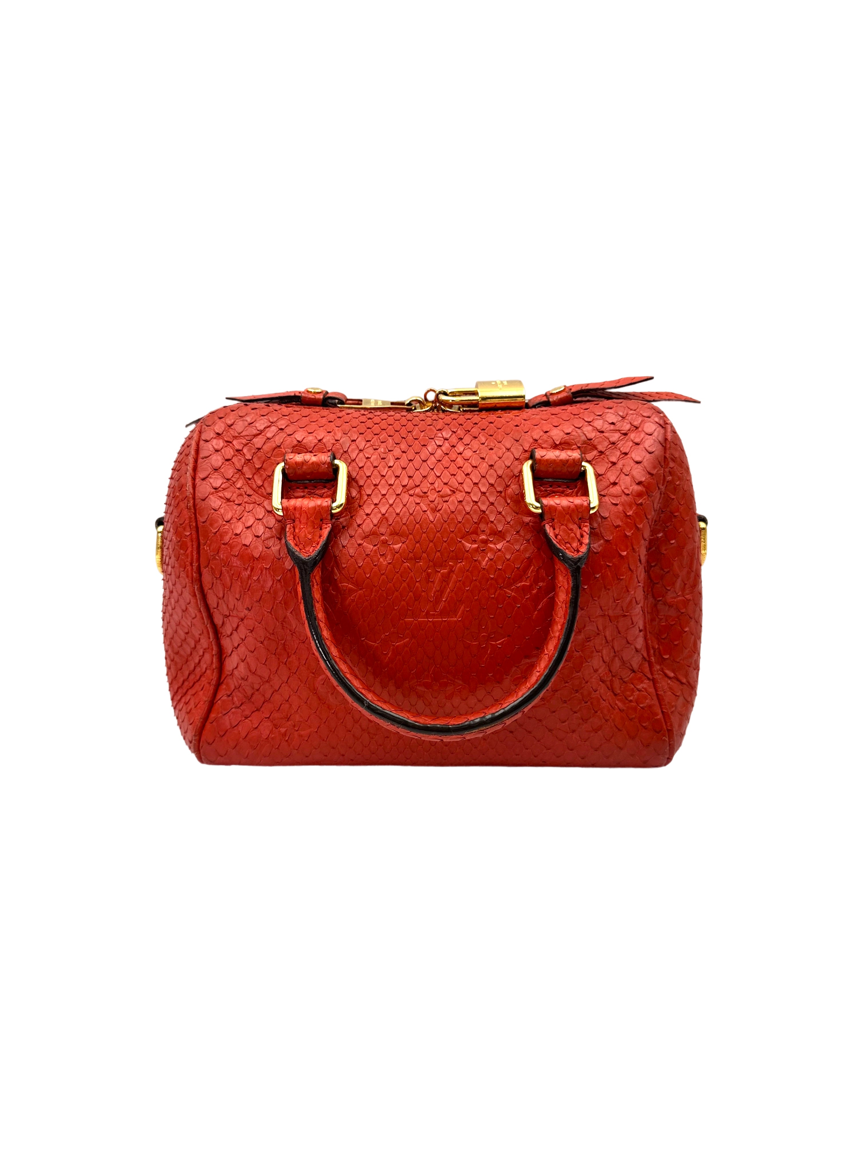 Louis Vuitton Speedy20 Red Monogram Empreinte Python Leather Handle Bag LV2771