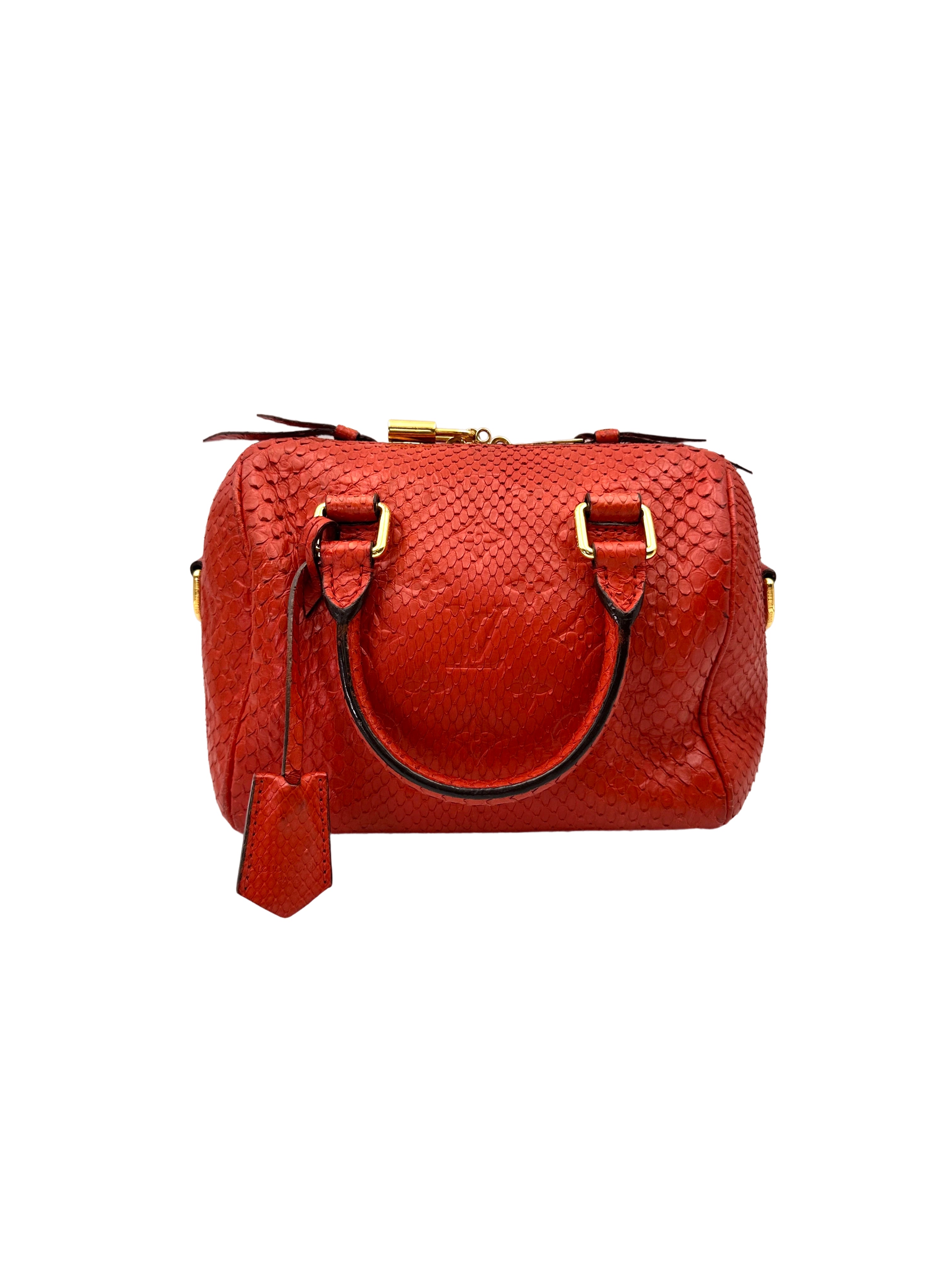 Louis Vuitton Speedy20 Red Monogram Empreinte Python Leather Handle Bag LV2771