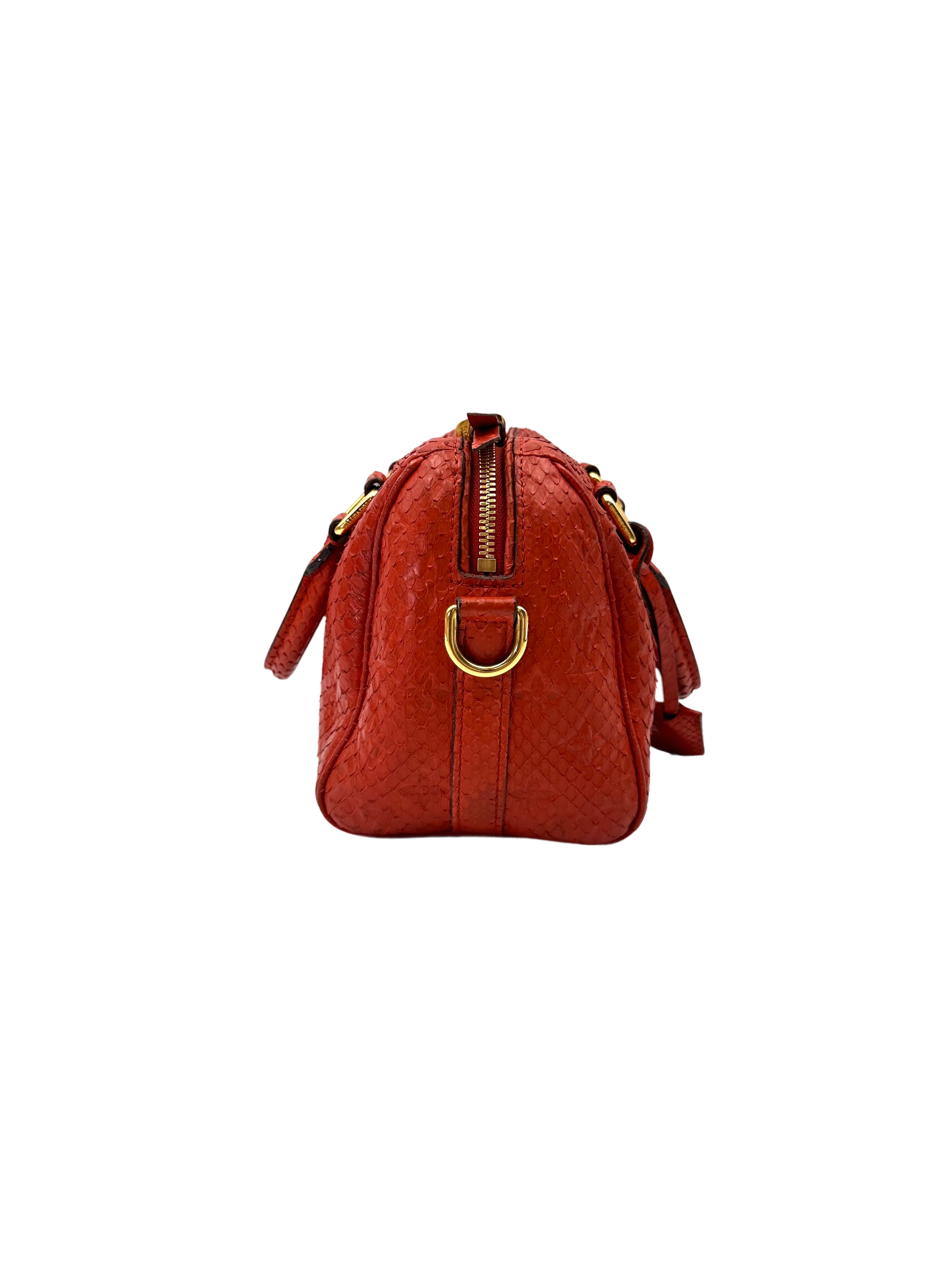 Louis Vuitton Speedy20 Red Monogram Empreinte Python Leather Handle Bag LV2771