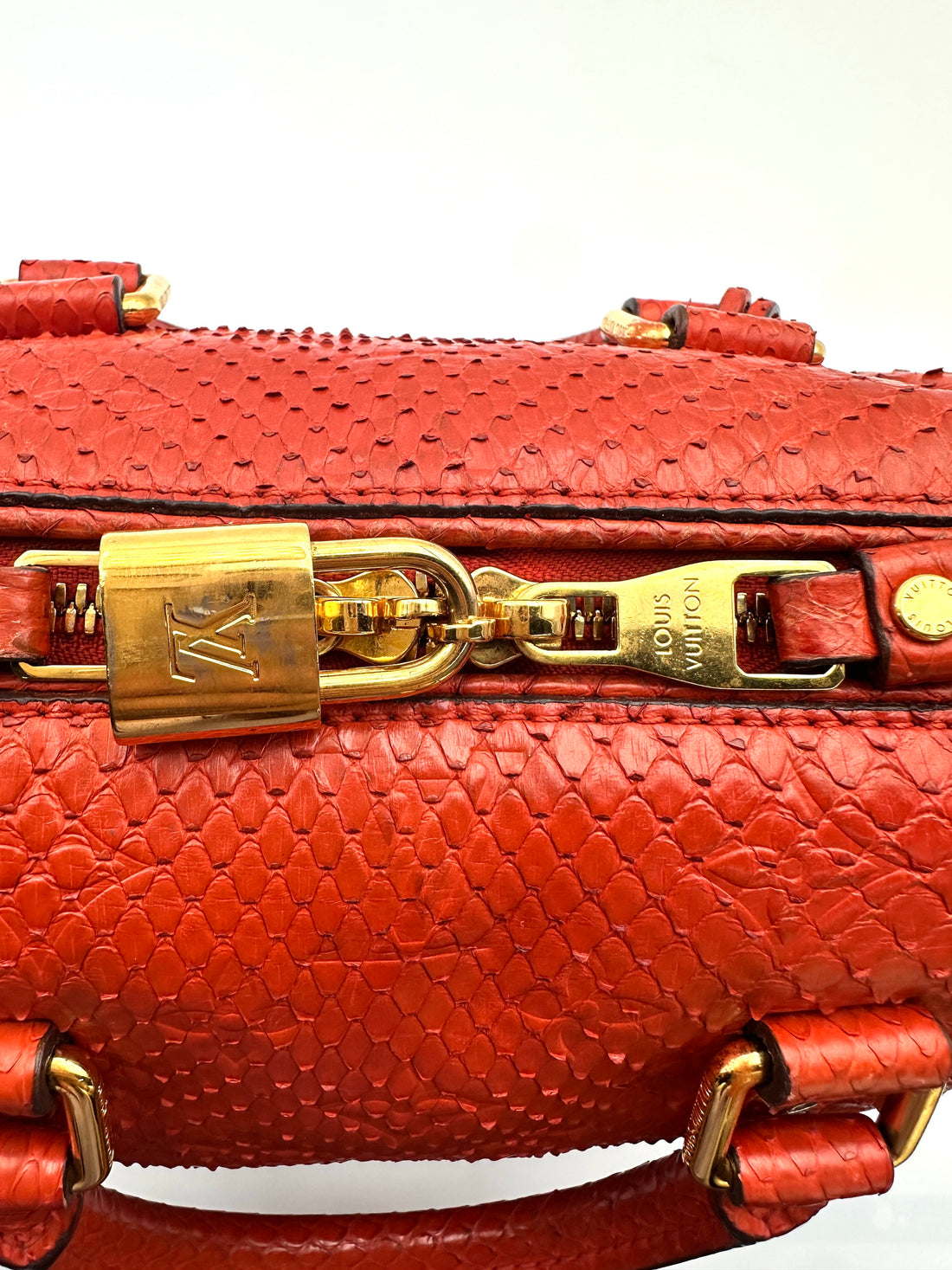 Louis Vuitton Speedy20 Red Monogram Empreinte Python Leather Handle Bag LV2771