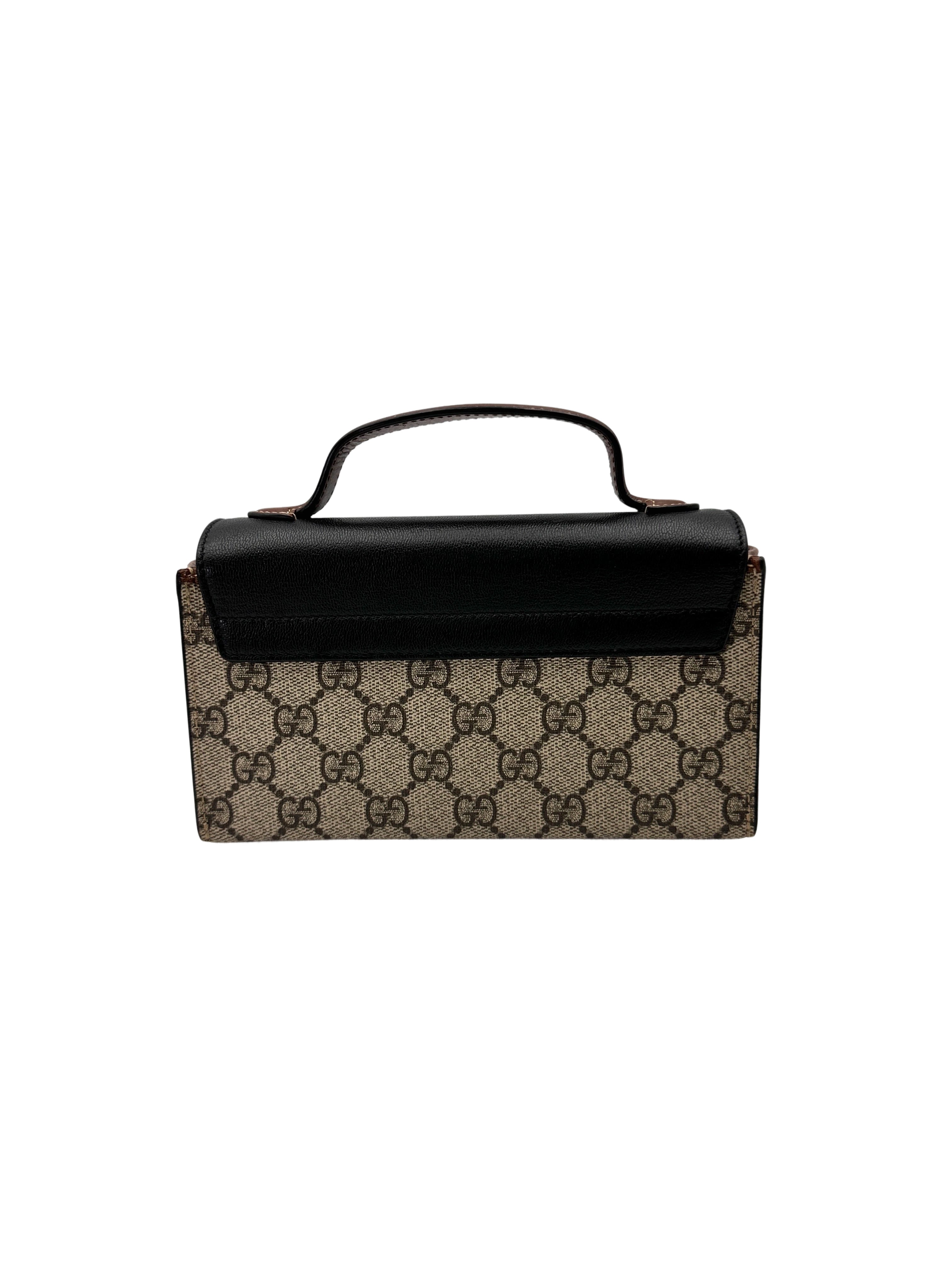 Gucci Padlock GG Canvas & Black Leather Top Handle Shoulder Bag GG1045