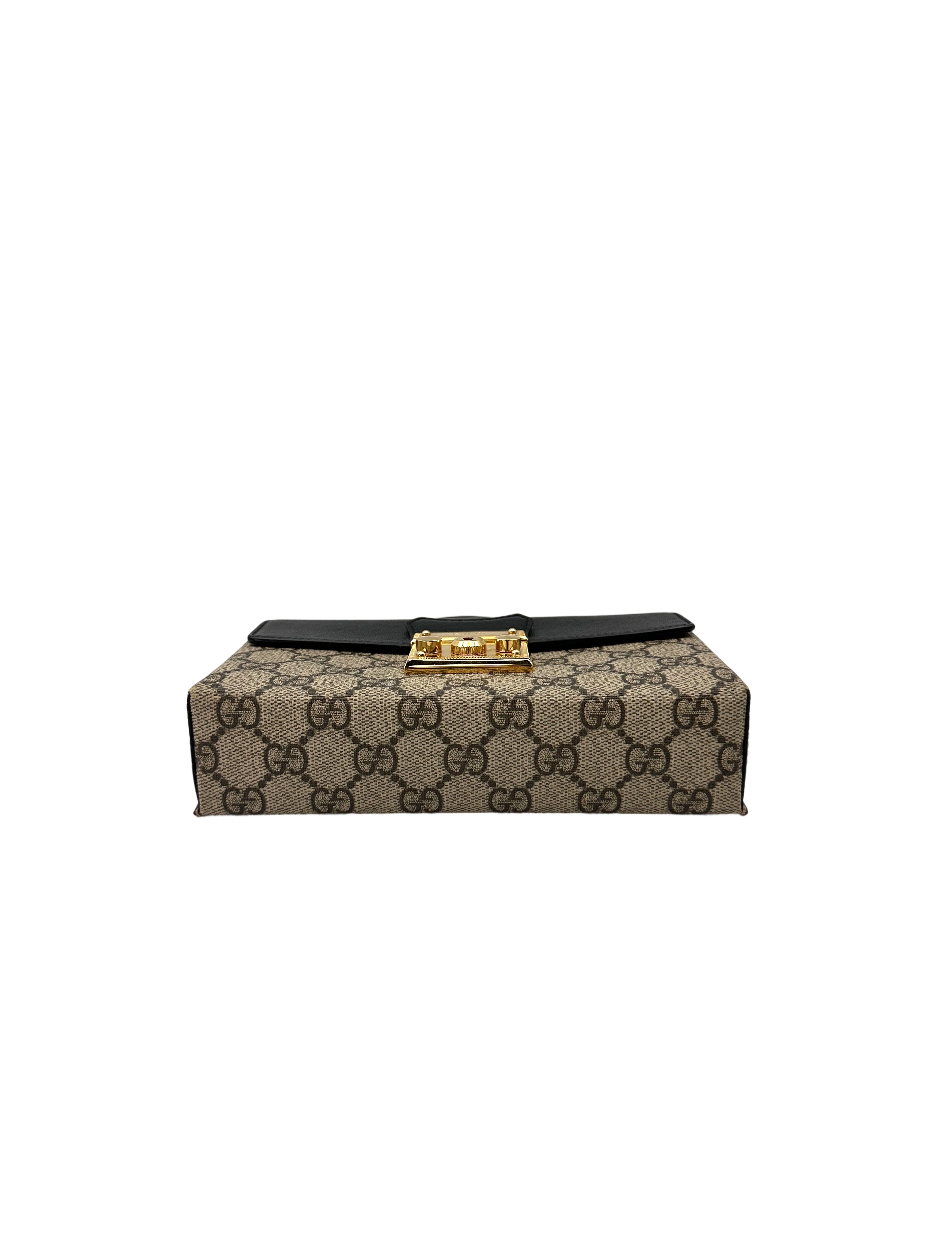 Gucci Padlock GG Canvas & Black Leather Top Handle Shoulder Bag GG1045